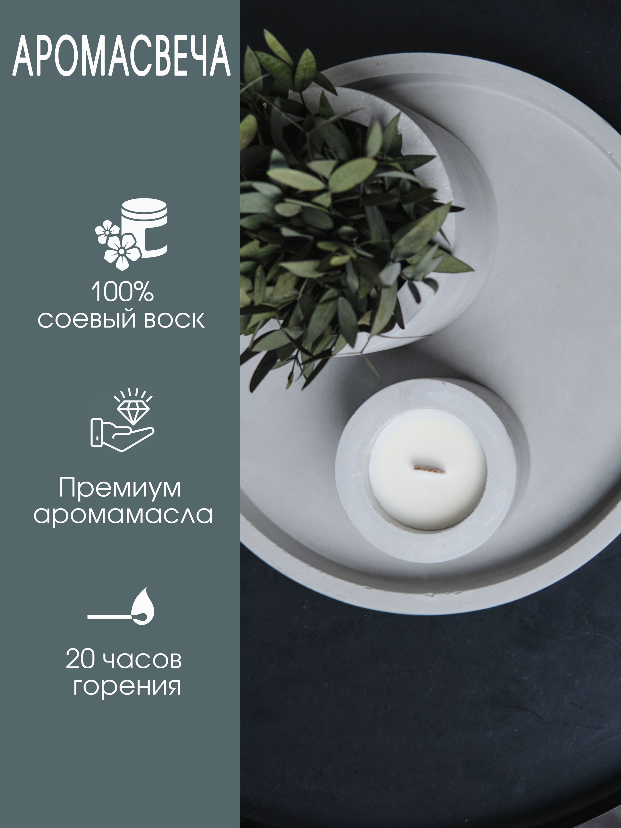 стабилизированные цветы в бетонных кашпо и поднос. оформление фотографии для маркетплейсов