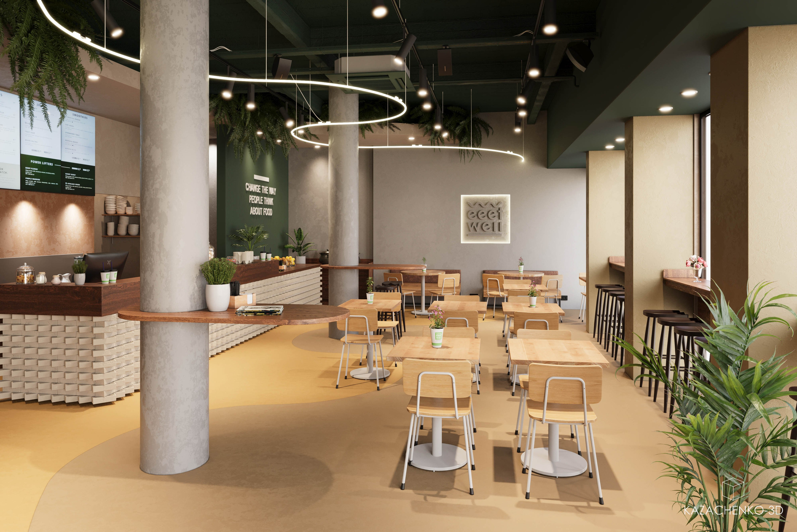 Ресторан Eeetwell Restaurant. 3D-визуализатор Роман Казаченко