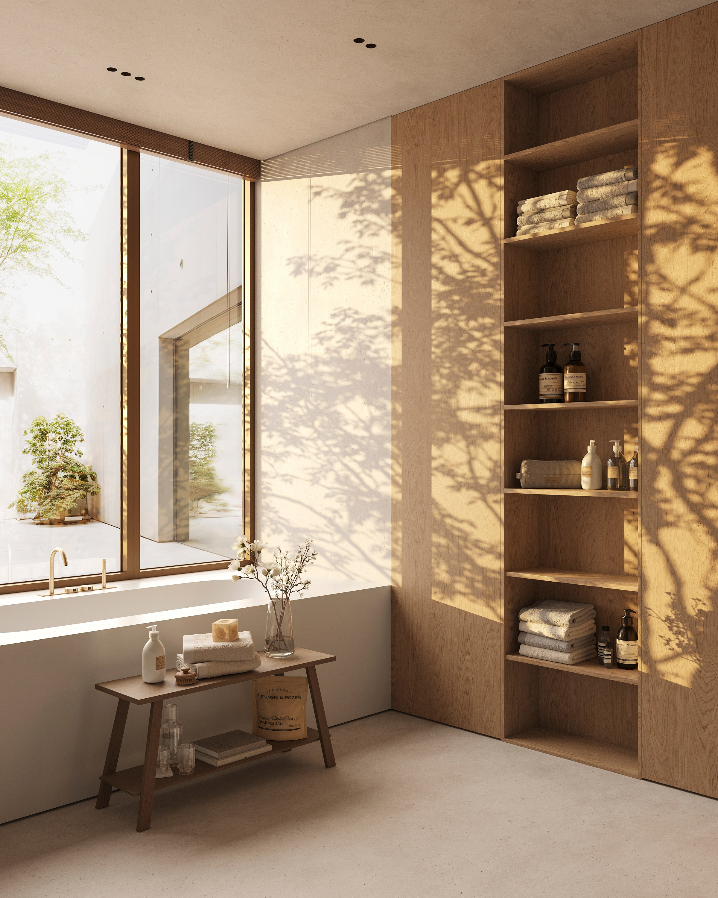 ZEN BATHROOM | SUNNY & SOFT CONCEPTS. Interior Visualization by Valerie Stetyukevich