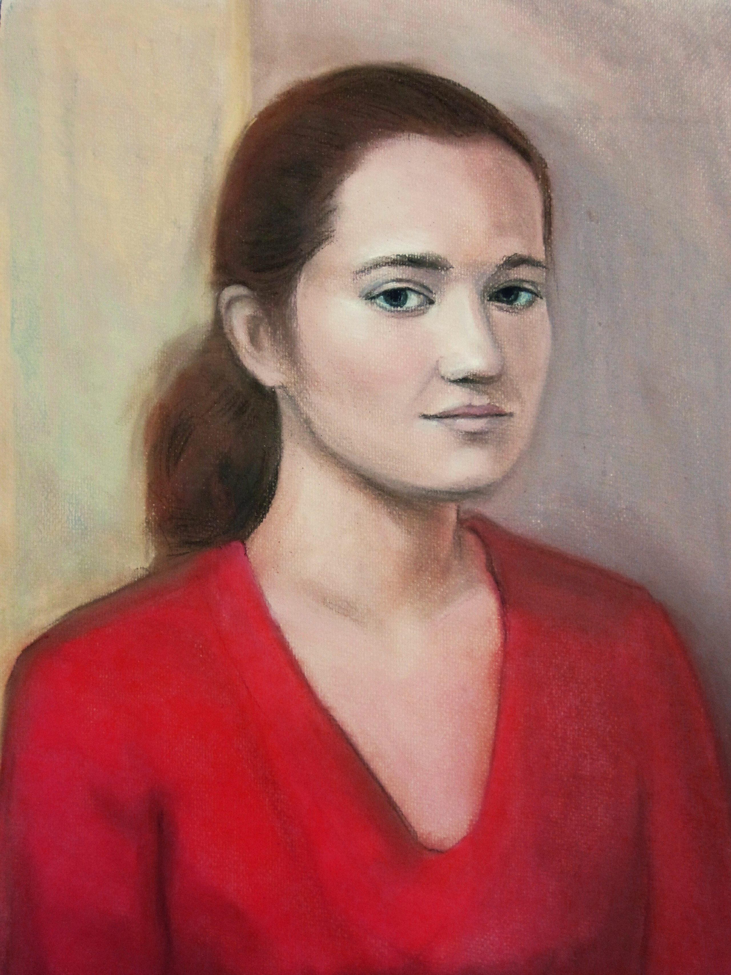 Девушка в красном. Пастель, 2011