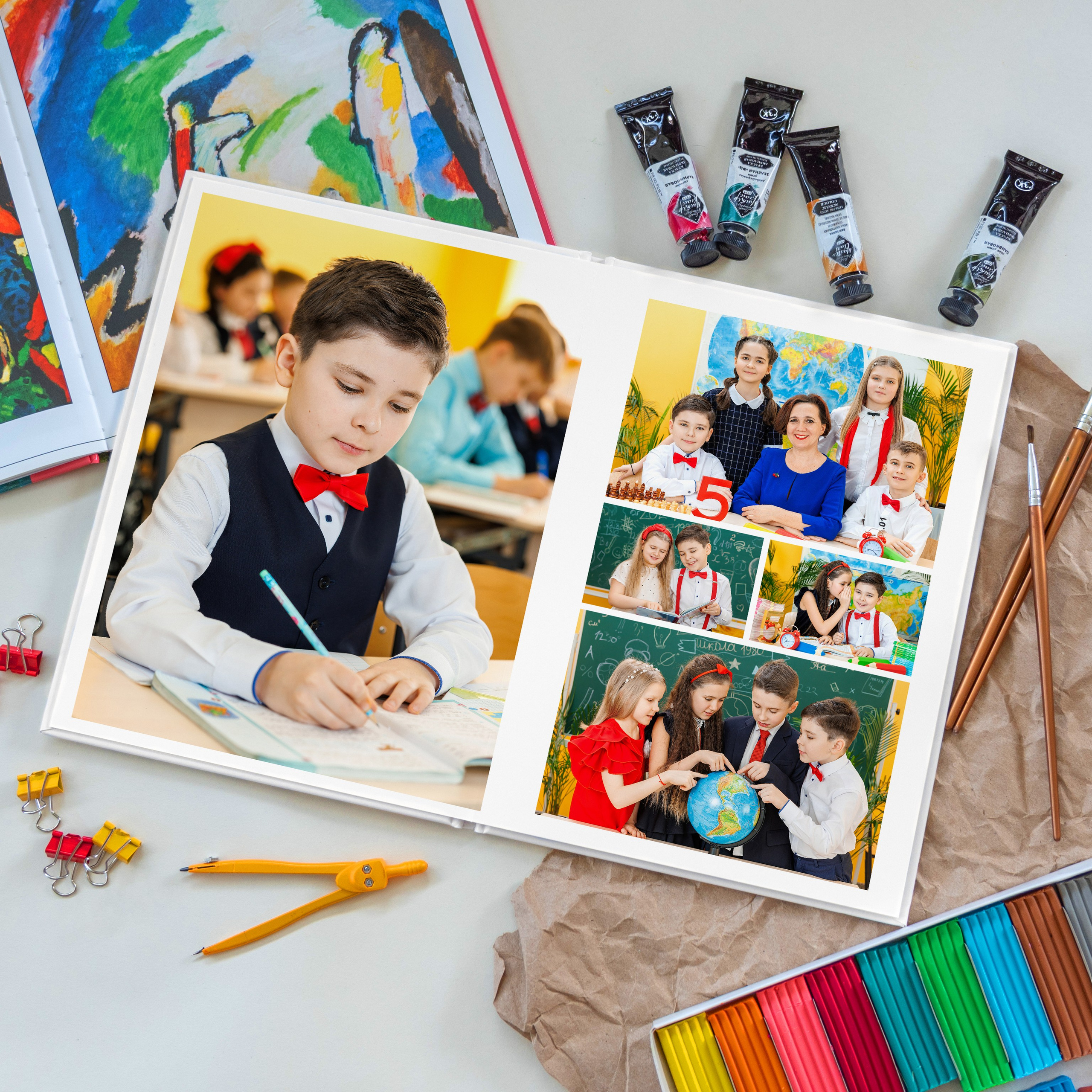 Примеры альбомов для 1-4 классов. Выпускные альбомы в Москве фотограф Алина Пащук