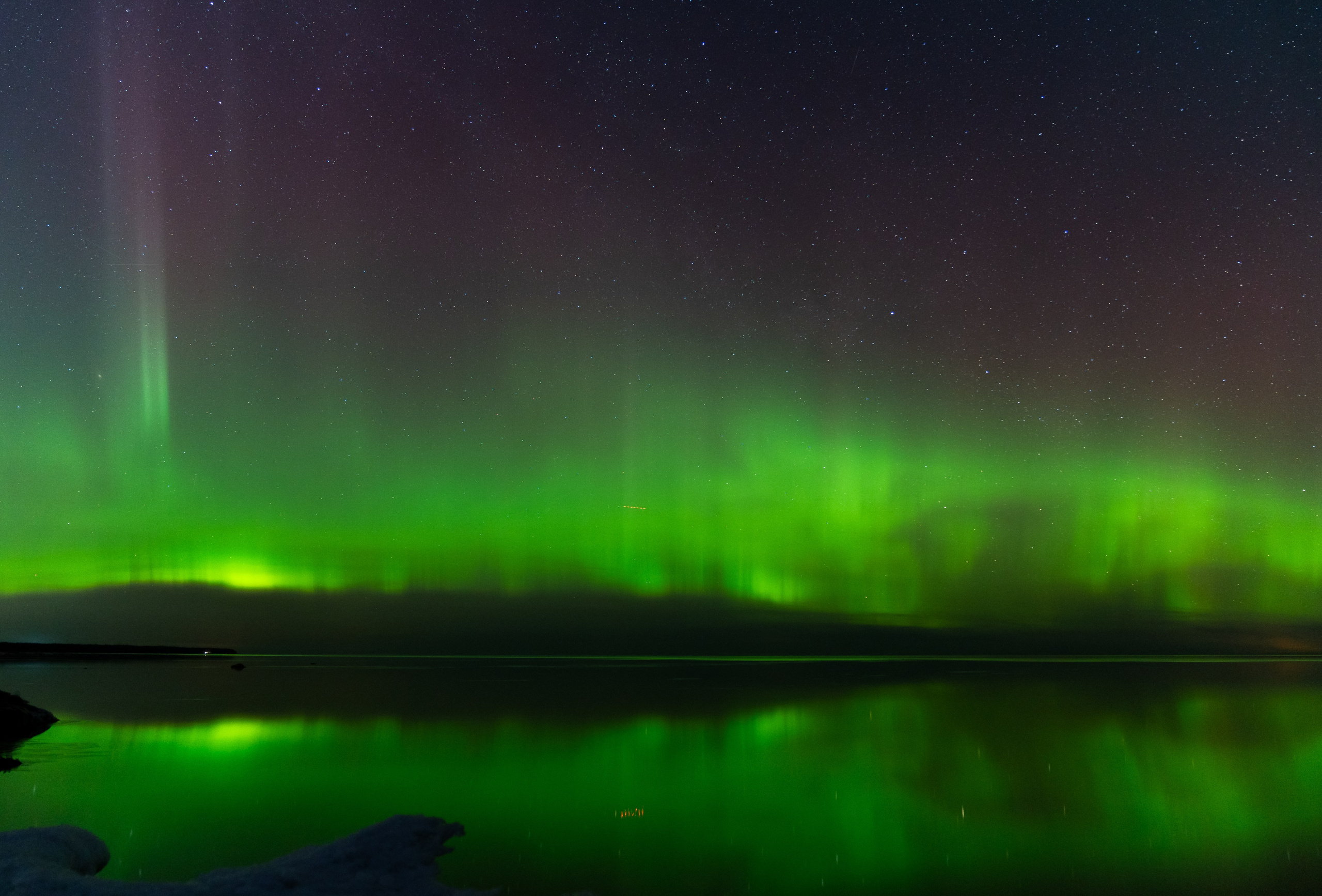 Северное сияние, северное сияние на Ладожском озере, северное сияние в Ленинградской области, пейзажи Ладожского озера, пейзажи Ладоги, ночной пейзаж