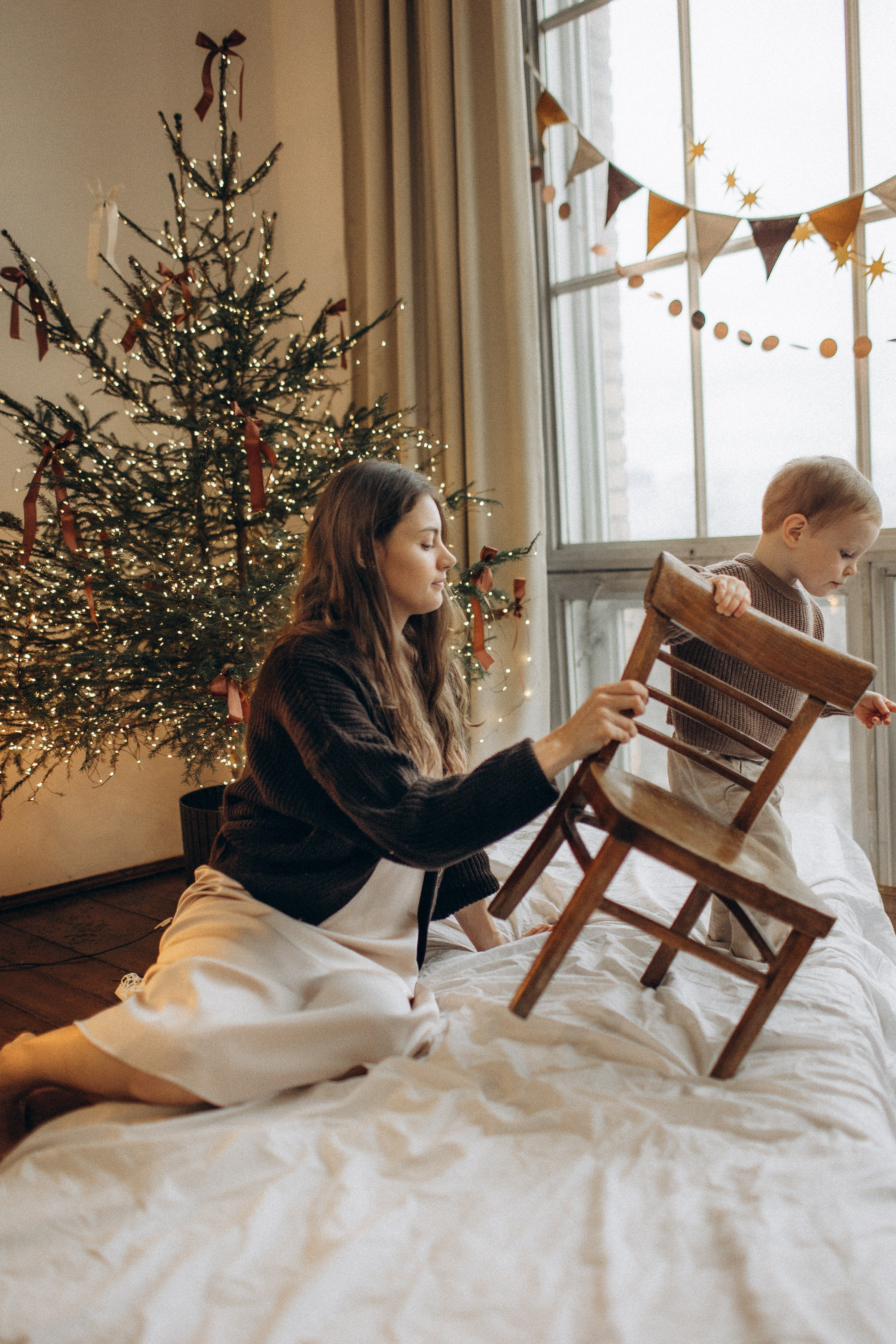 Семейная новогодняя фотосессия Москва мама и сын. Фотограф Владимир Москва