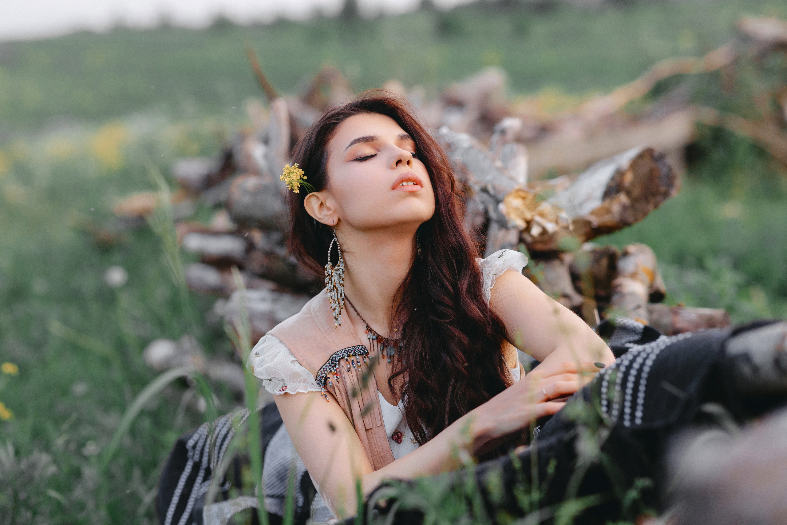 женский портрет на закате