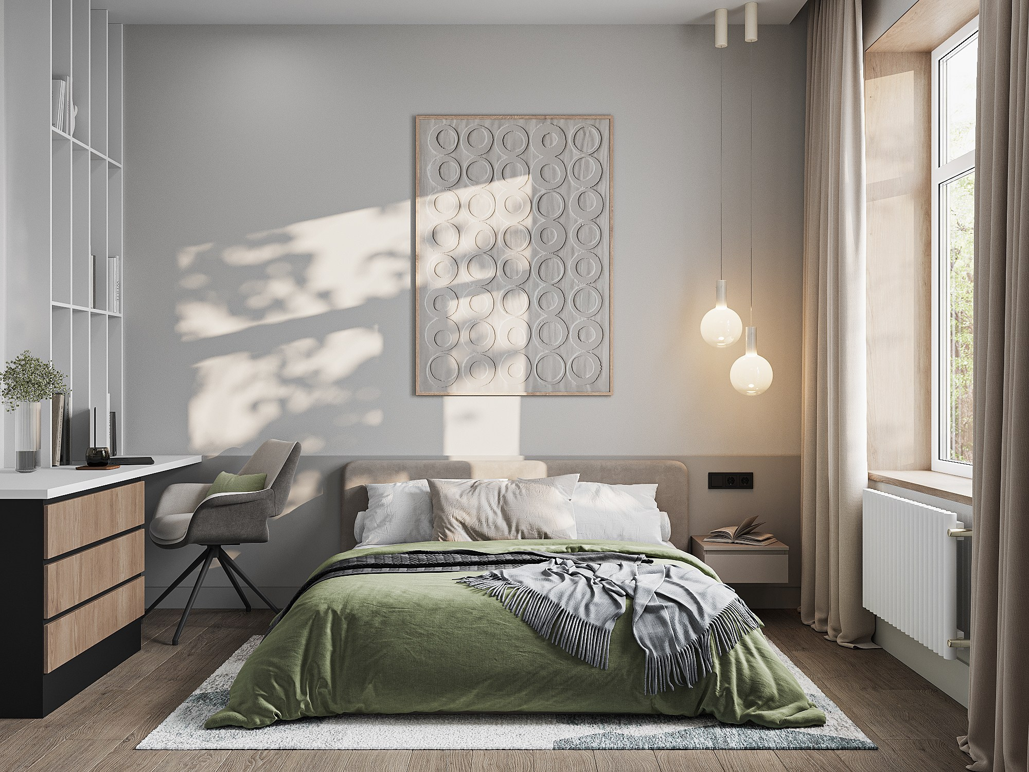 Визуализация гостевой спальни в частном доме. 3D визуализация интерьера. Визуализатор Виктория Озерова