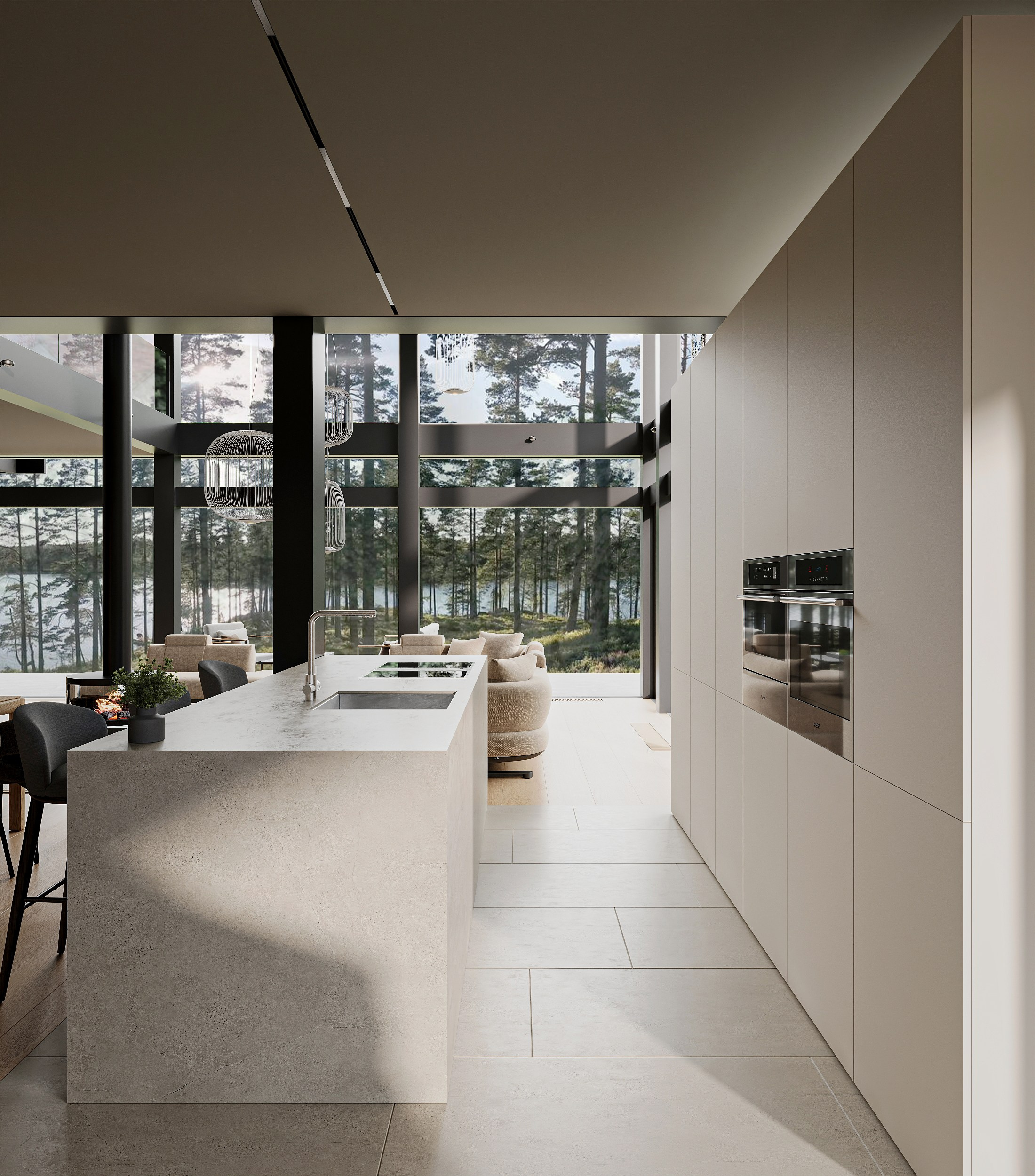 Загородный дом / кухня-гостиная. Kindhard-design