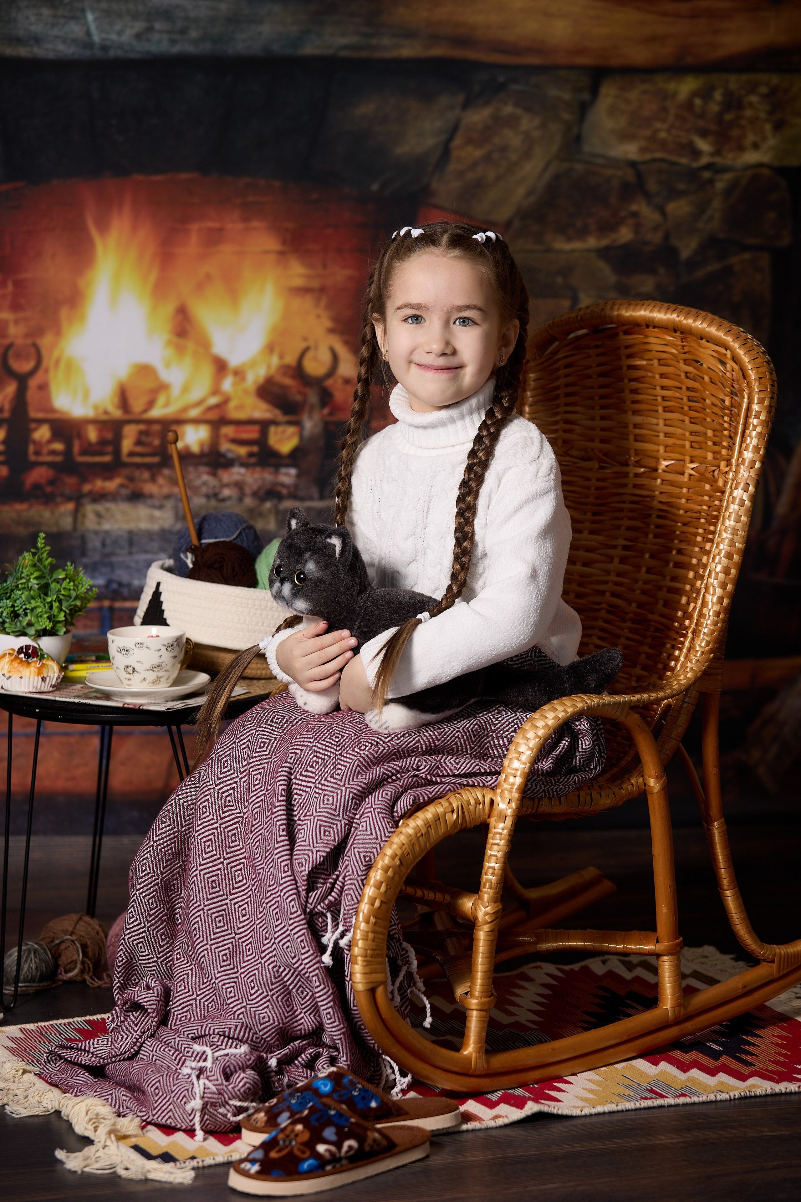 У камина. Детская выездная фотостудия