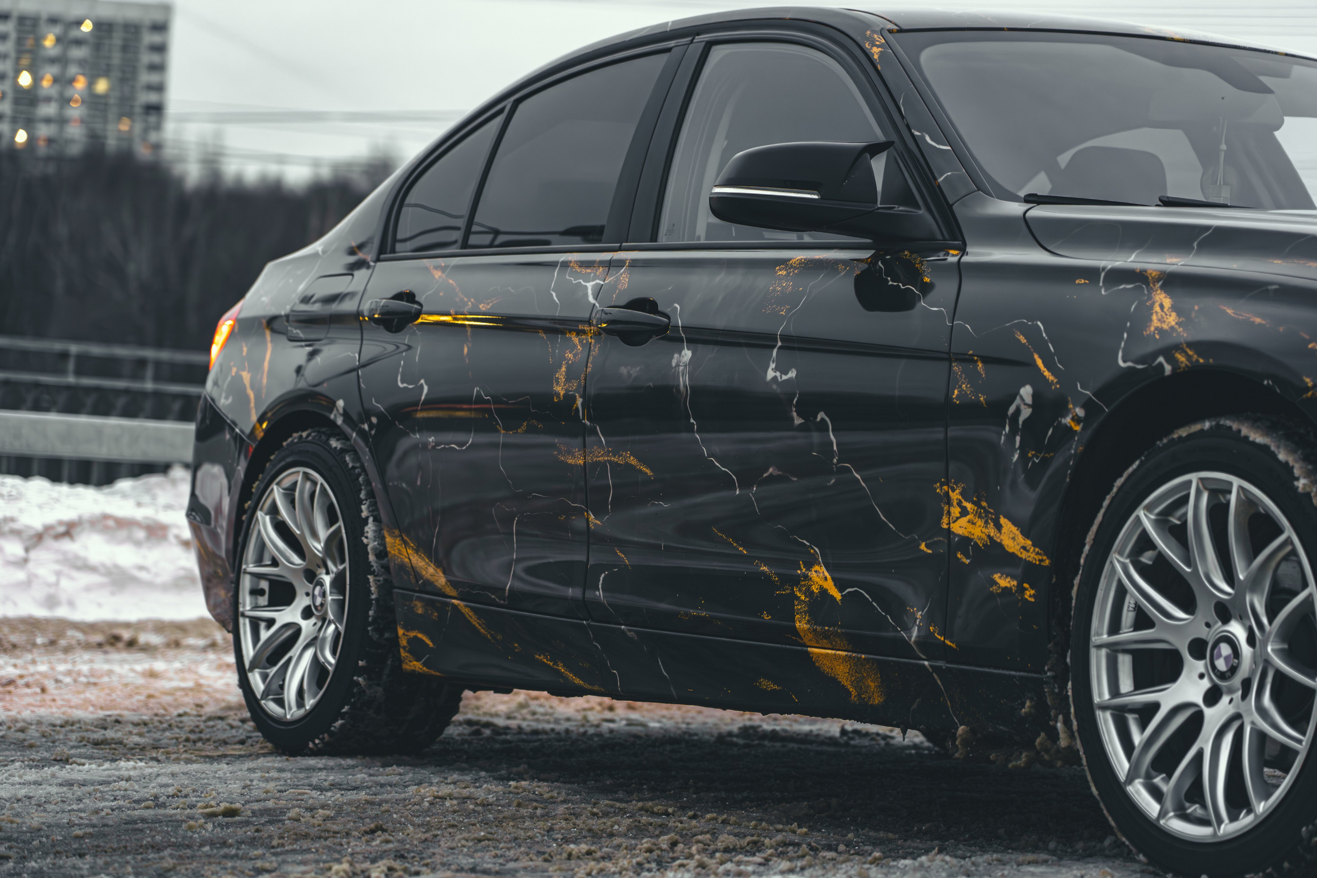 Винилография на BMW 3 F30. Студия дизайна и оклейки авто Barmaley Design