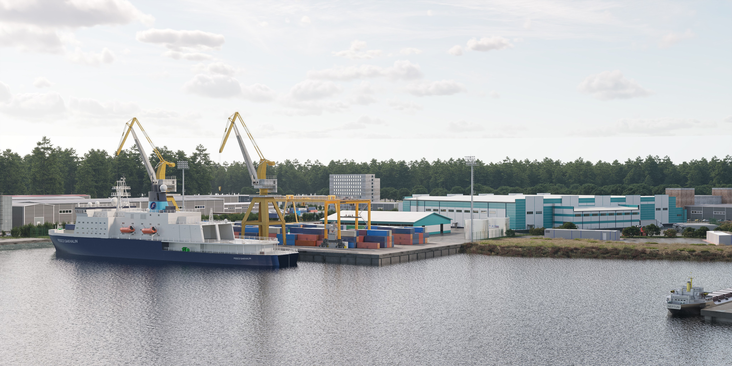 Порт с причалом, Мурманск. 3D визуализация интерьера и архитектурной среды