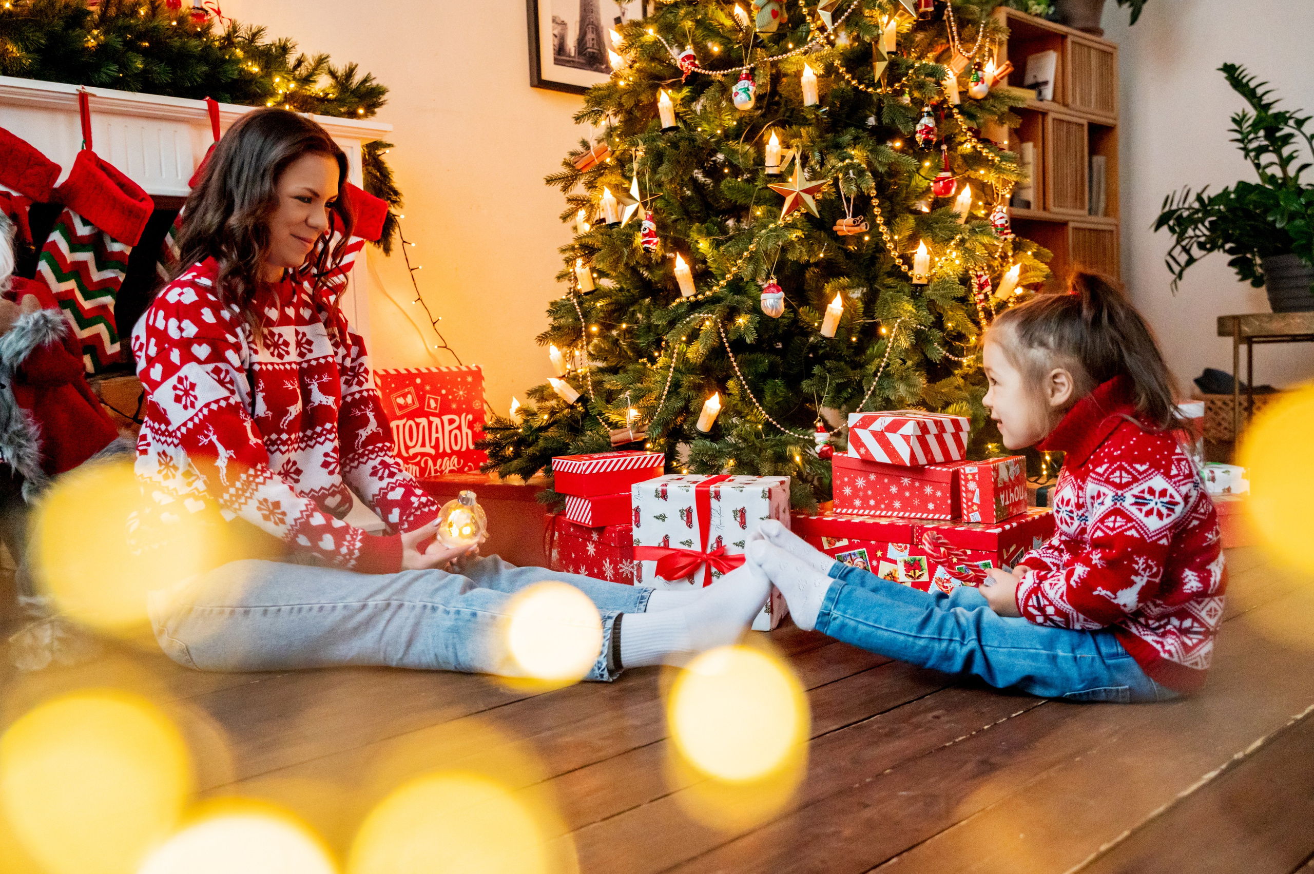 Новогодняя съёмка для мамы и дочки