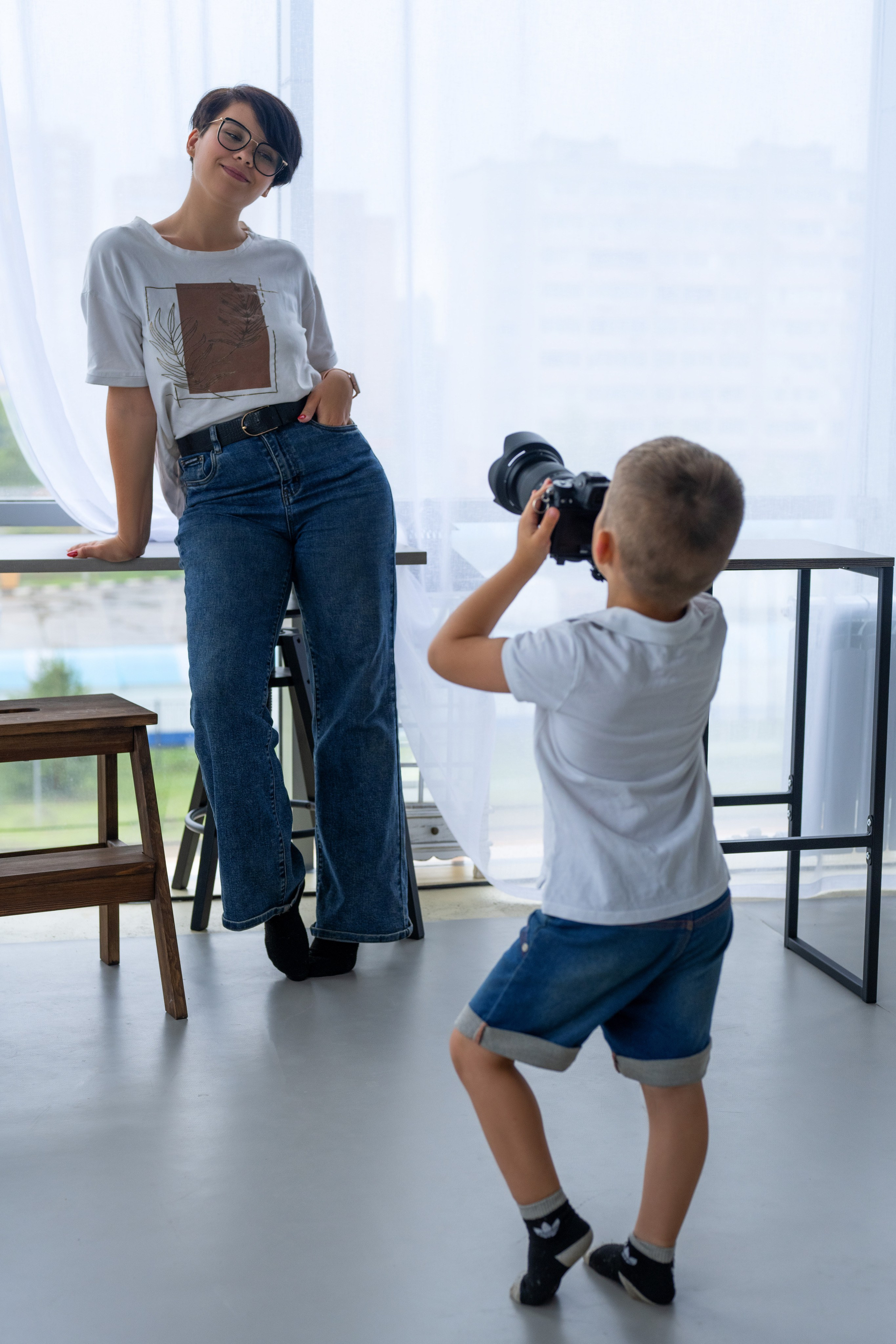 Семейная съёмка мамы с сыном
