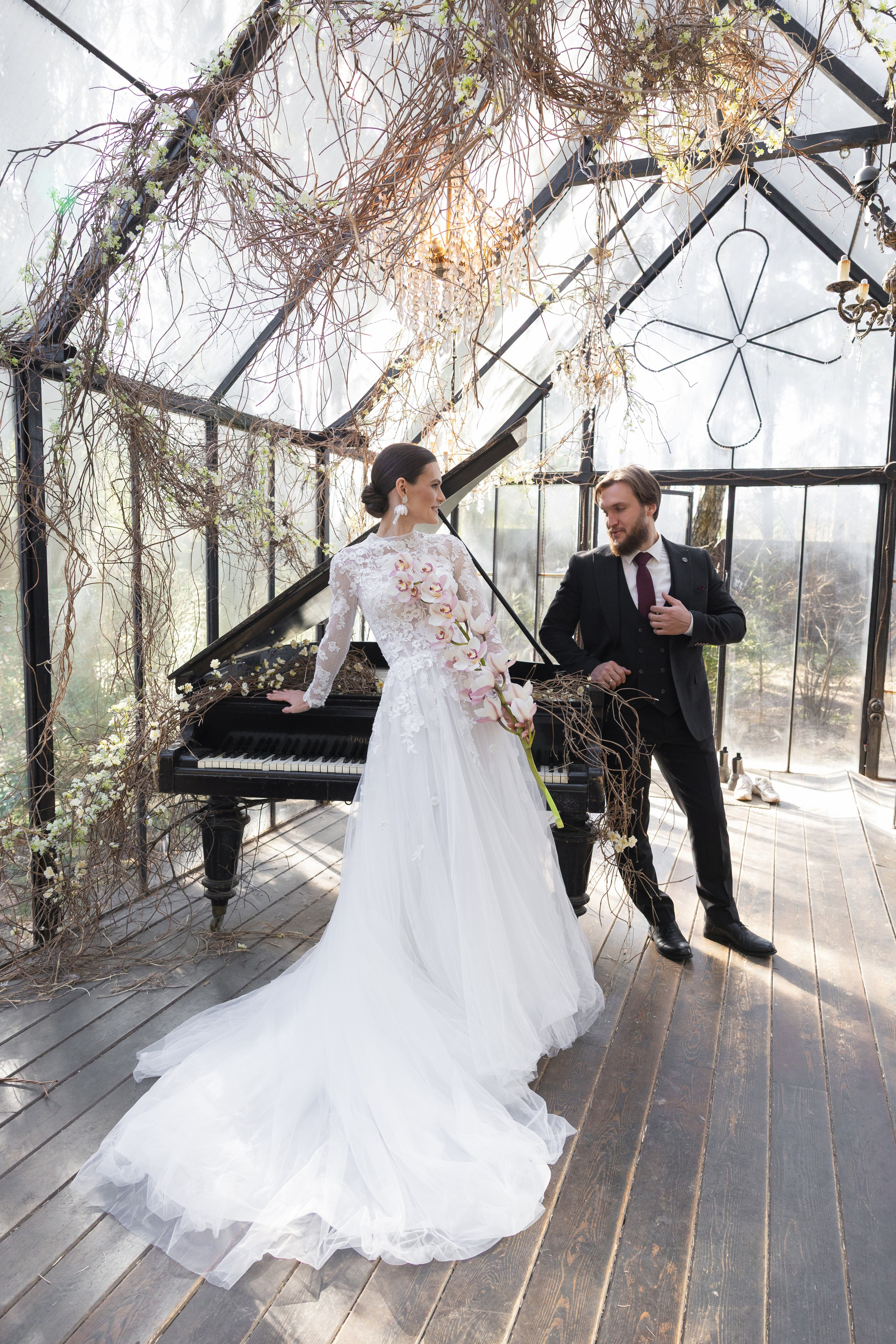 Серафима и Алексей в оранжерее. Свадебный и портретный фотограф в Москве Мария Кравченко