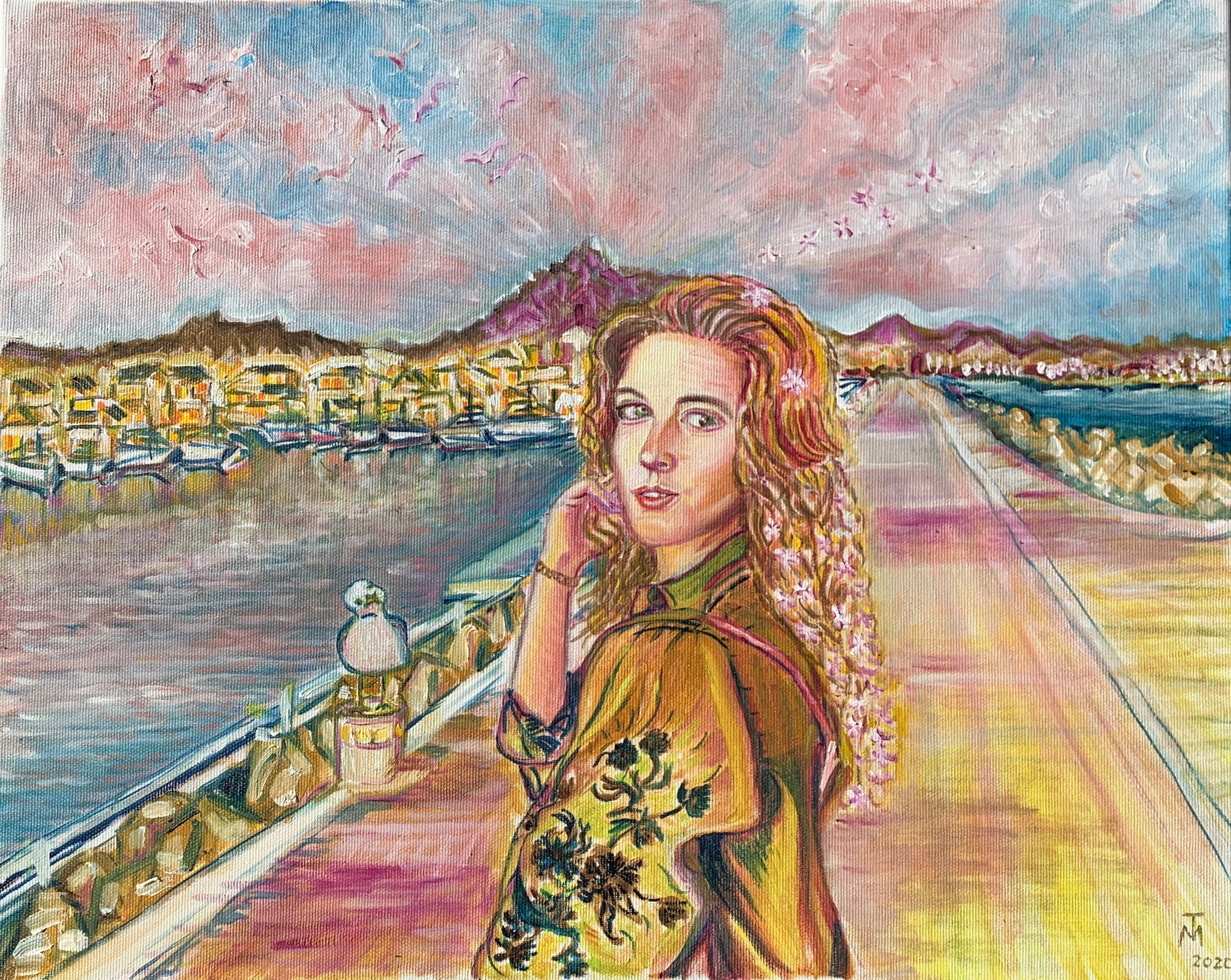 Девушка с Чайкой / Girl with a seagull 40/50 cm oil on canvas 2020