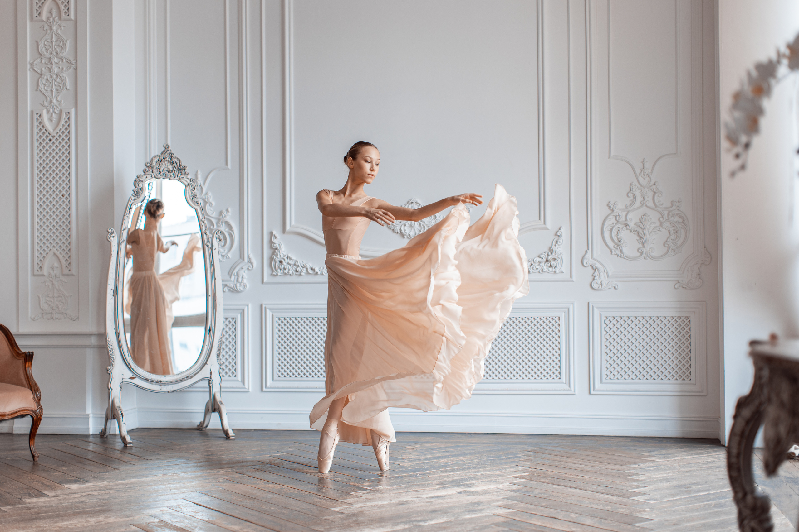 Бежевая воздушная юбка напрокат для фотосессии. Балетный фотограф Алина Ханько — Душа Балета