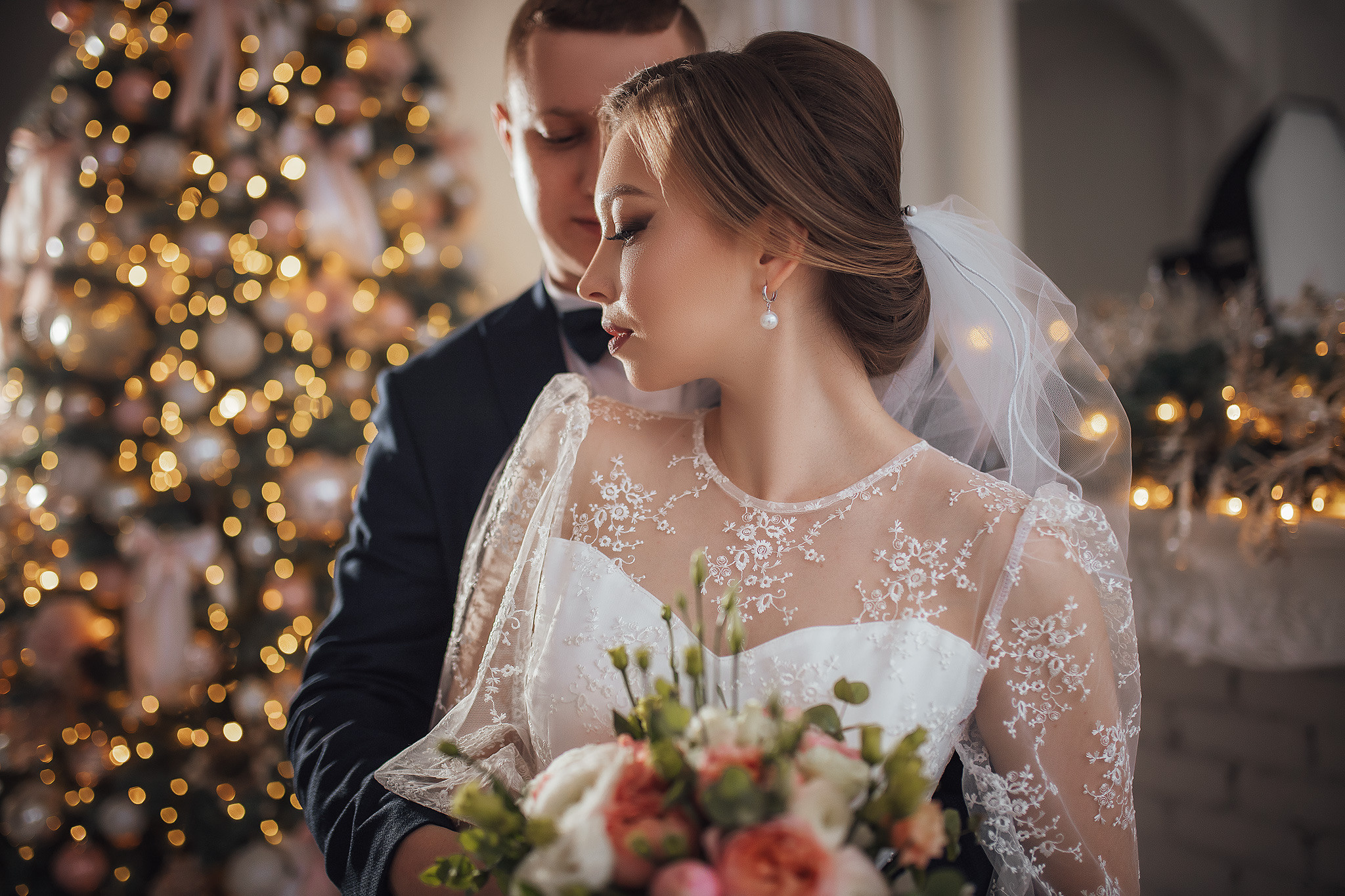 Свадебная фотосессия в студии Екатерина и Никита. Семейный и свадебный фотограф в Донецке Елена Гордеева