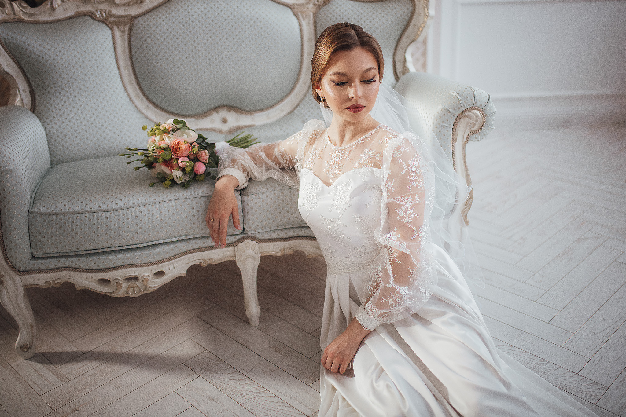 Свадебная фотосессия в студии Екатерина и Никита. Семейный и свадебный фотограф в Донецке Елена Гордеева