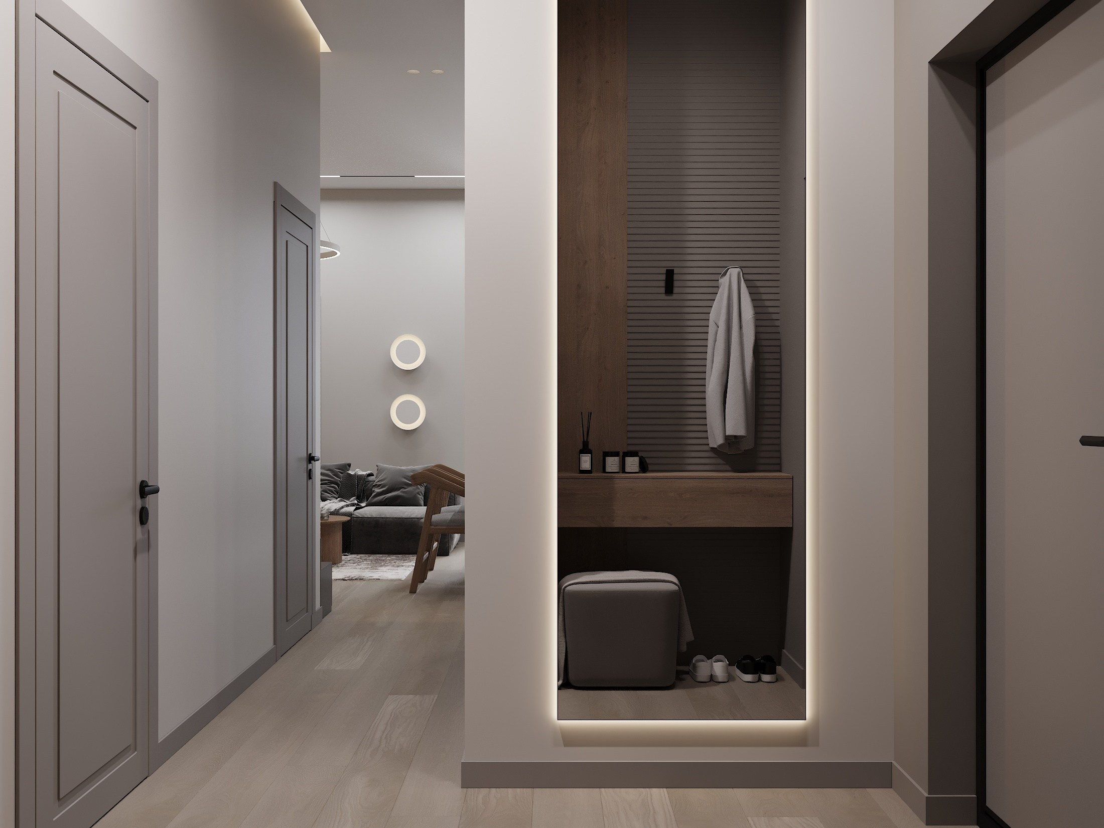 ЖК Лесной Квартал 81.7 кв.м. Дизайн интерьера, 3D-визуализация Владивосток