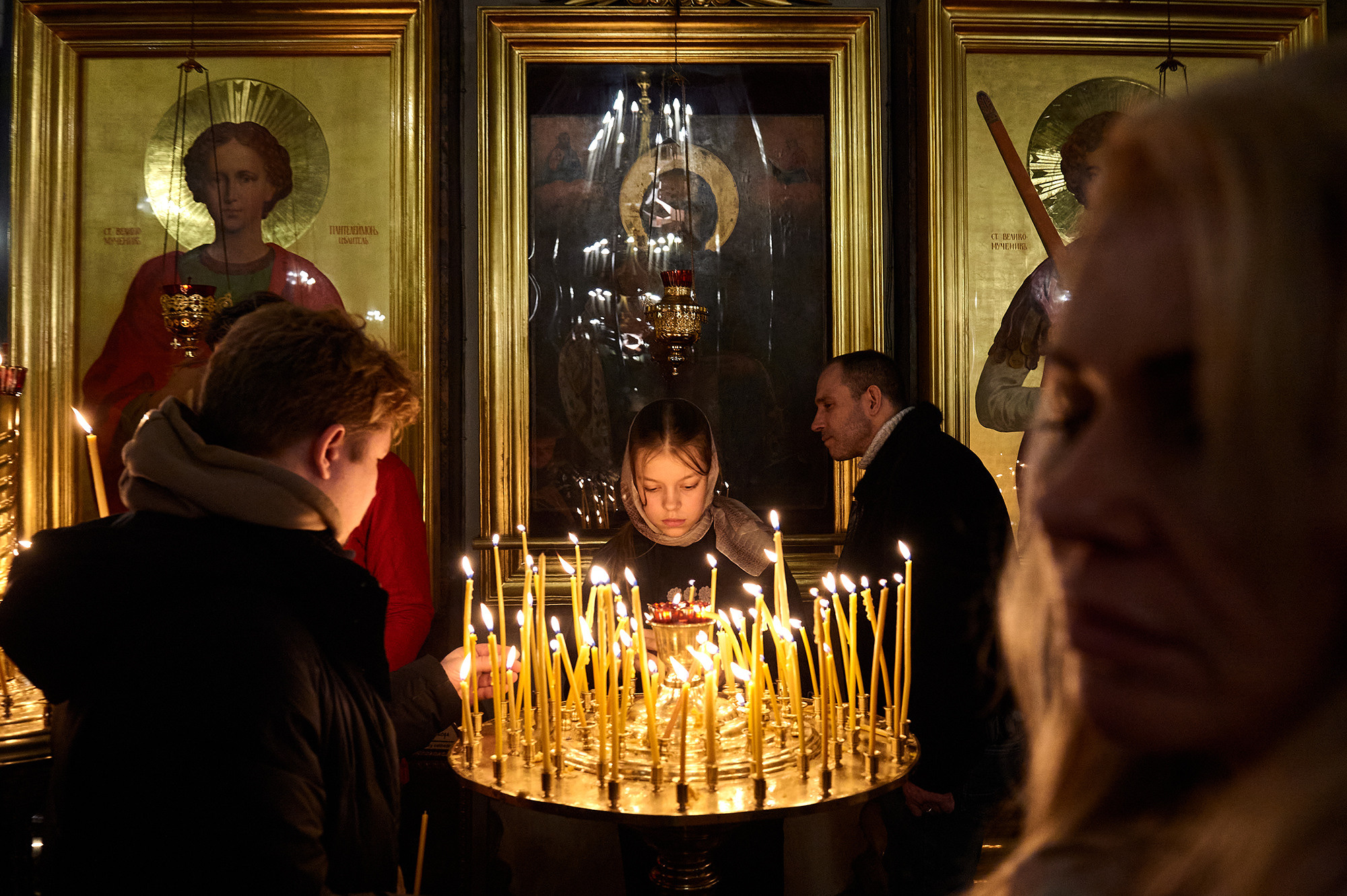 Participants of the Christmas service at Kazan Cathedral. St. Petersburg, January 7, 2023.