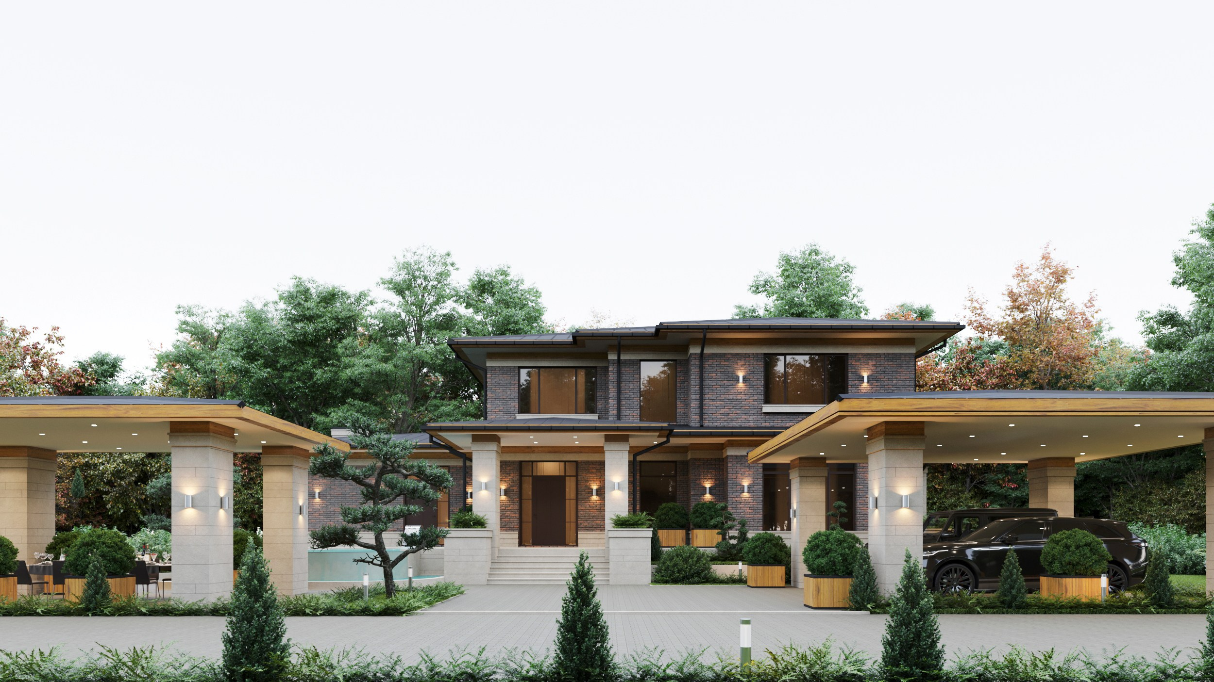 Классика Фрэнка Ллойда Райта без отхождений, комфортный и удобный дом площадью 297 кв.м в Анапском районе недалеко от моря. Архитектор Вера Каракезиди