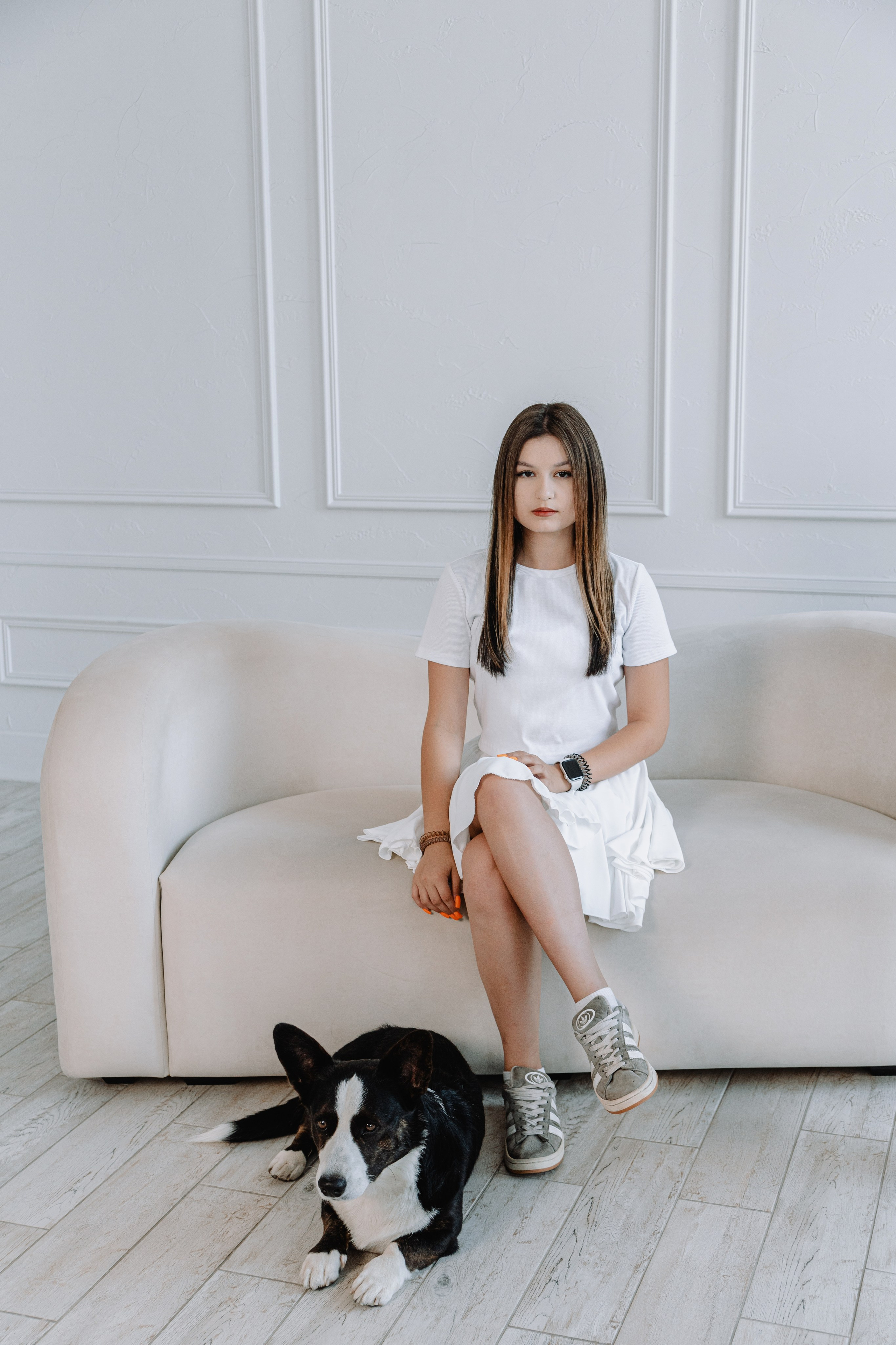 Евгения, Михаил и Дарина и собачка Чарли. Фотограф Воронеж Варвара