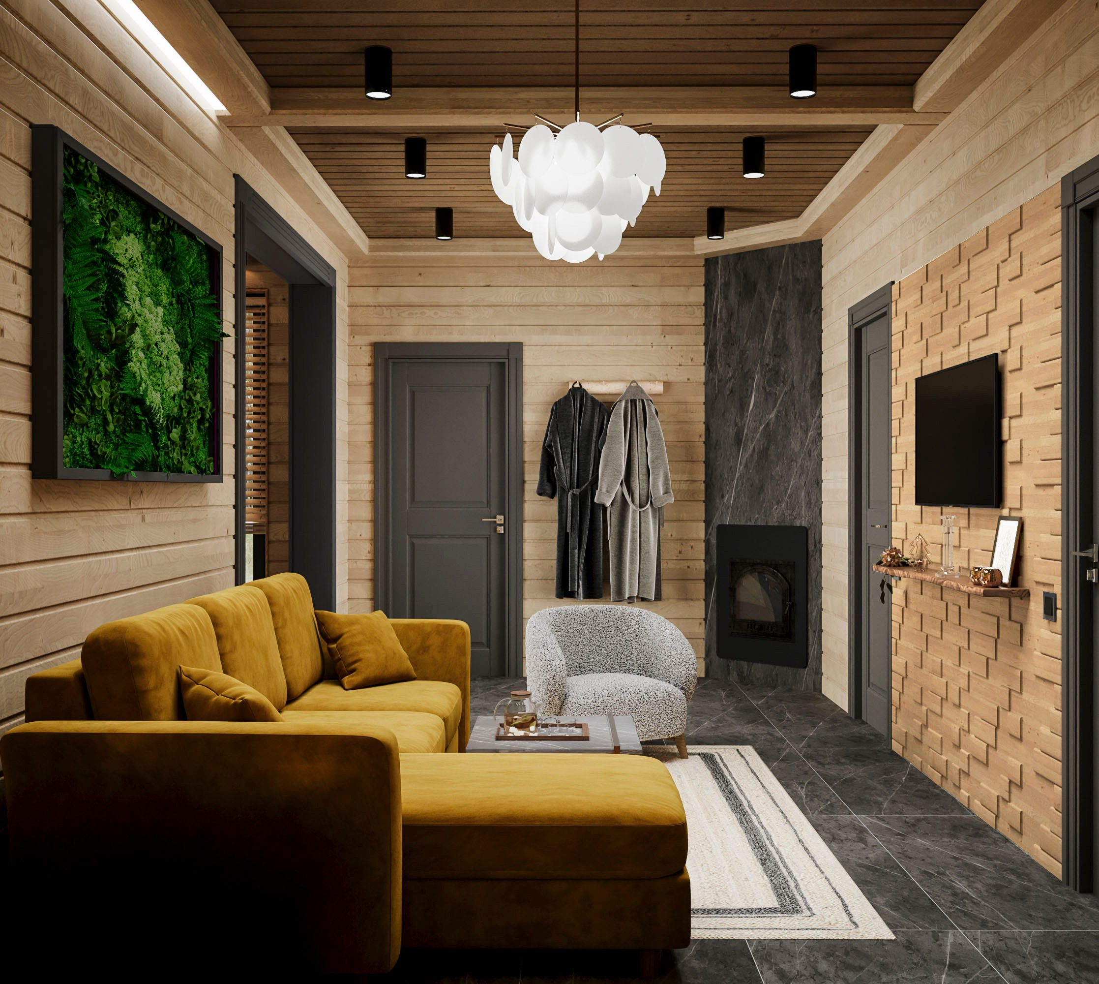 Банный комплекс в КП «Киварин ручей». Дизайнер интерьера в Санкт-Петербурге Ольга Рытаровская