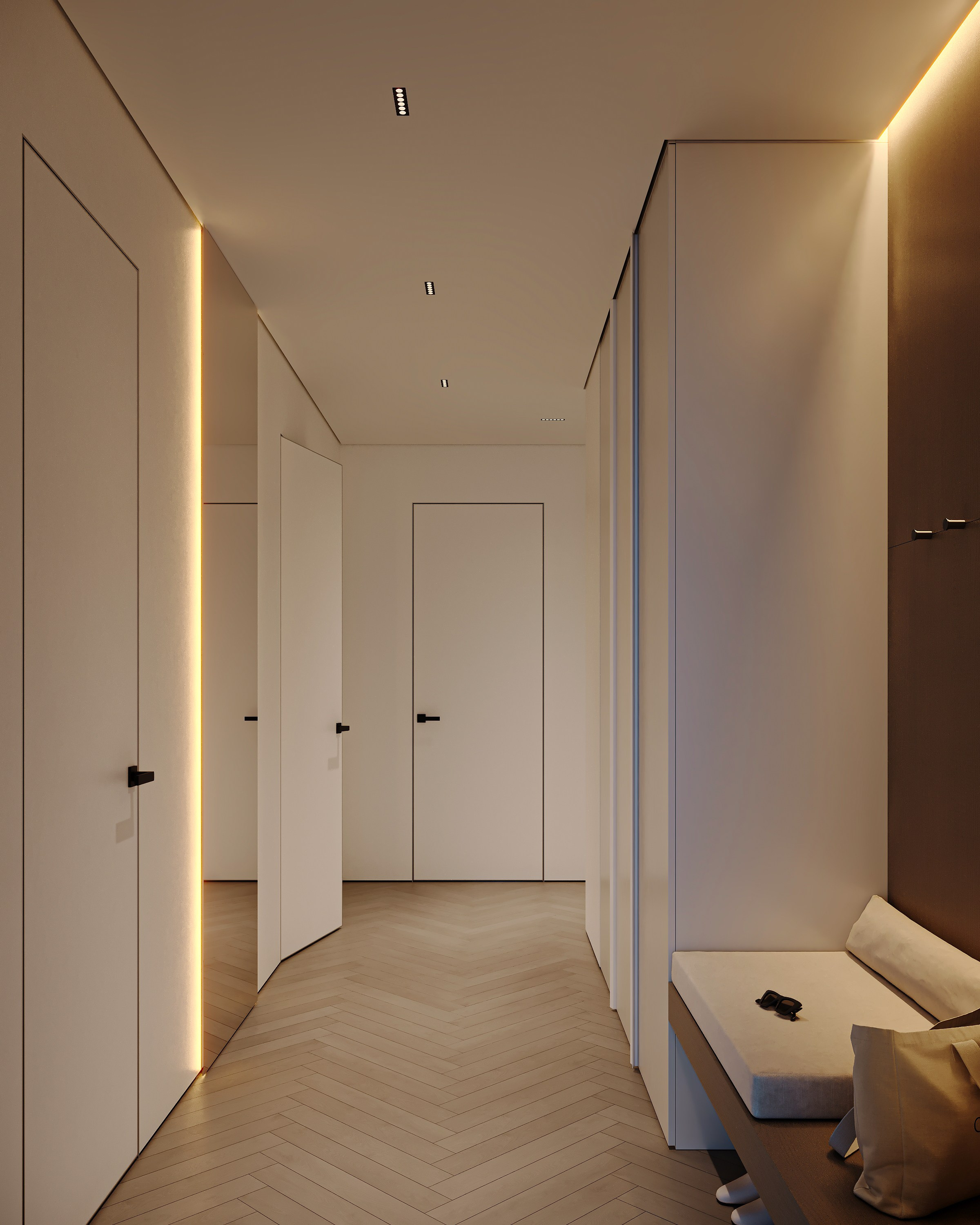 Современная прихожая загородного дома в Краснодаре