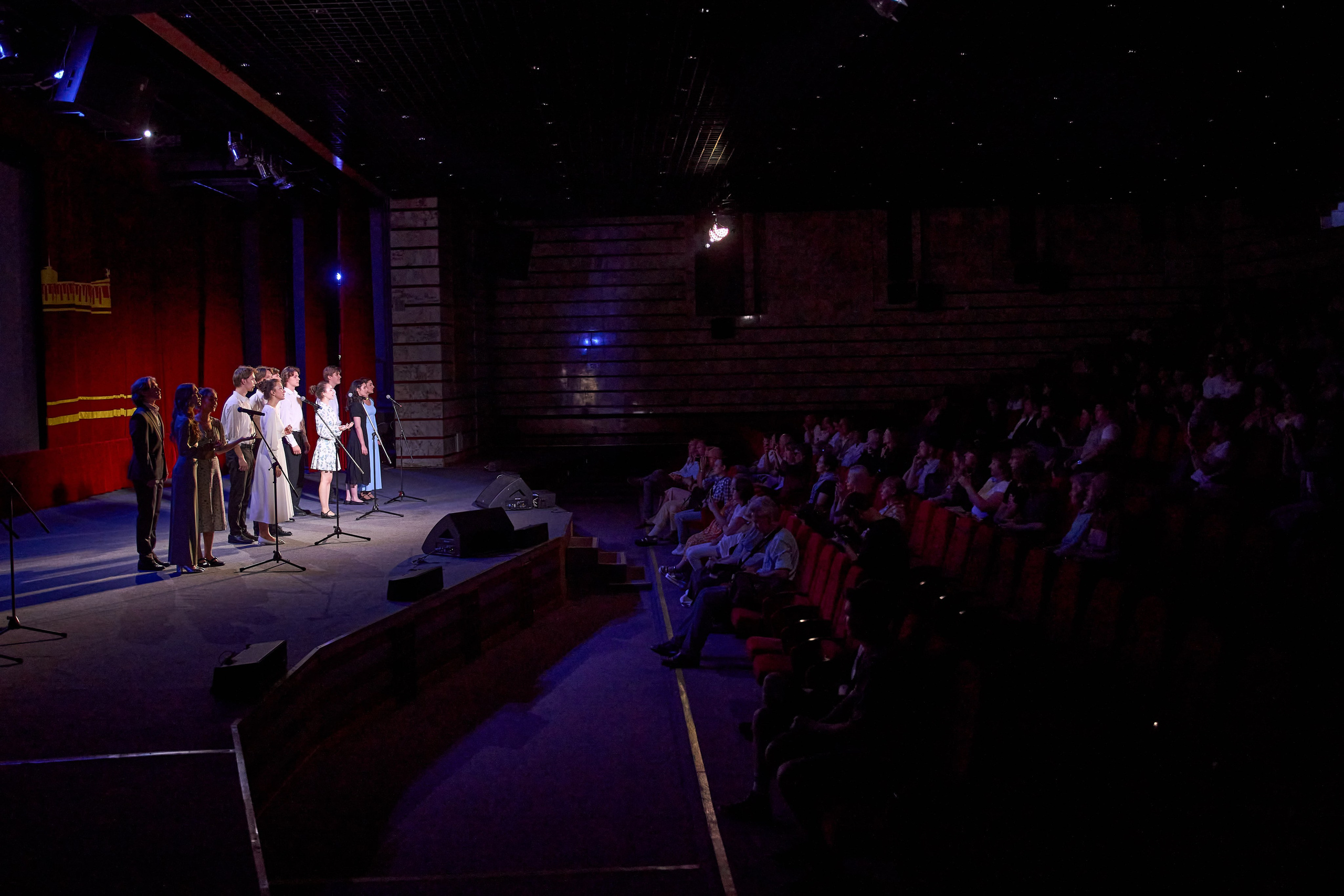 Artistic program at the opening of the CINEMA NIGHT event on the stage of the ZHUKOV cinema in the VICTORY PARK museum