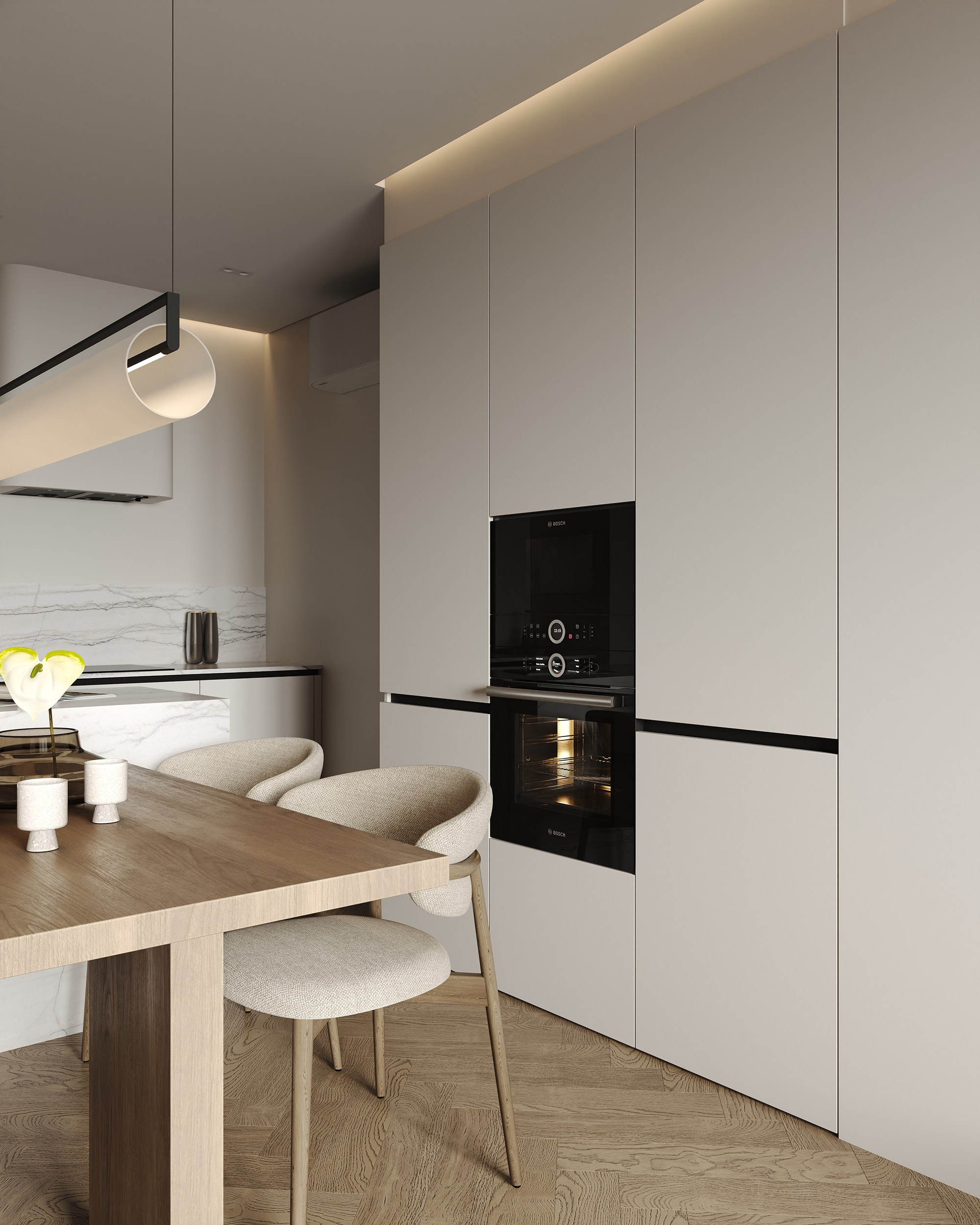 Кухня-гостиная ЖК «Парк столиц». 3D визуализация интерьера Надежда Соколова