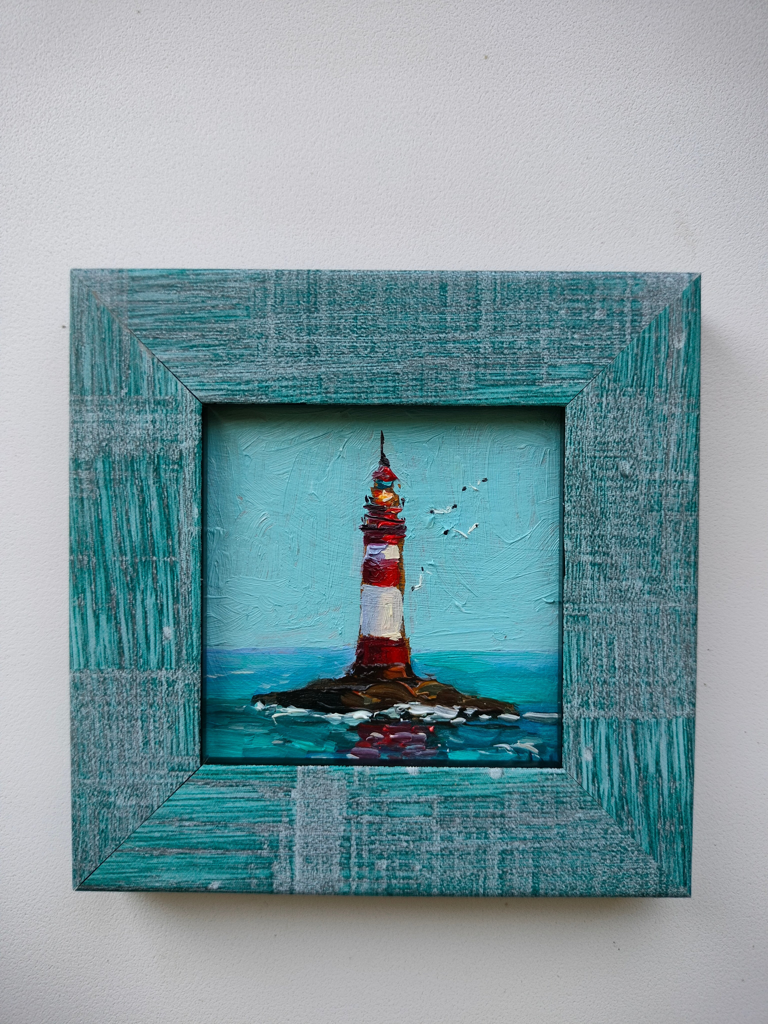 Миниатюрная картина Маяк — цветы, масло, рама