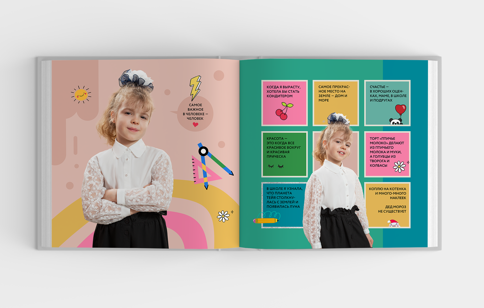 Креативный выпускной школьный альбом с интервью для 1 класса. 2025-2026 год. Школьный фотограф Москва