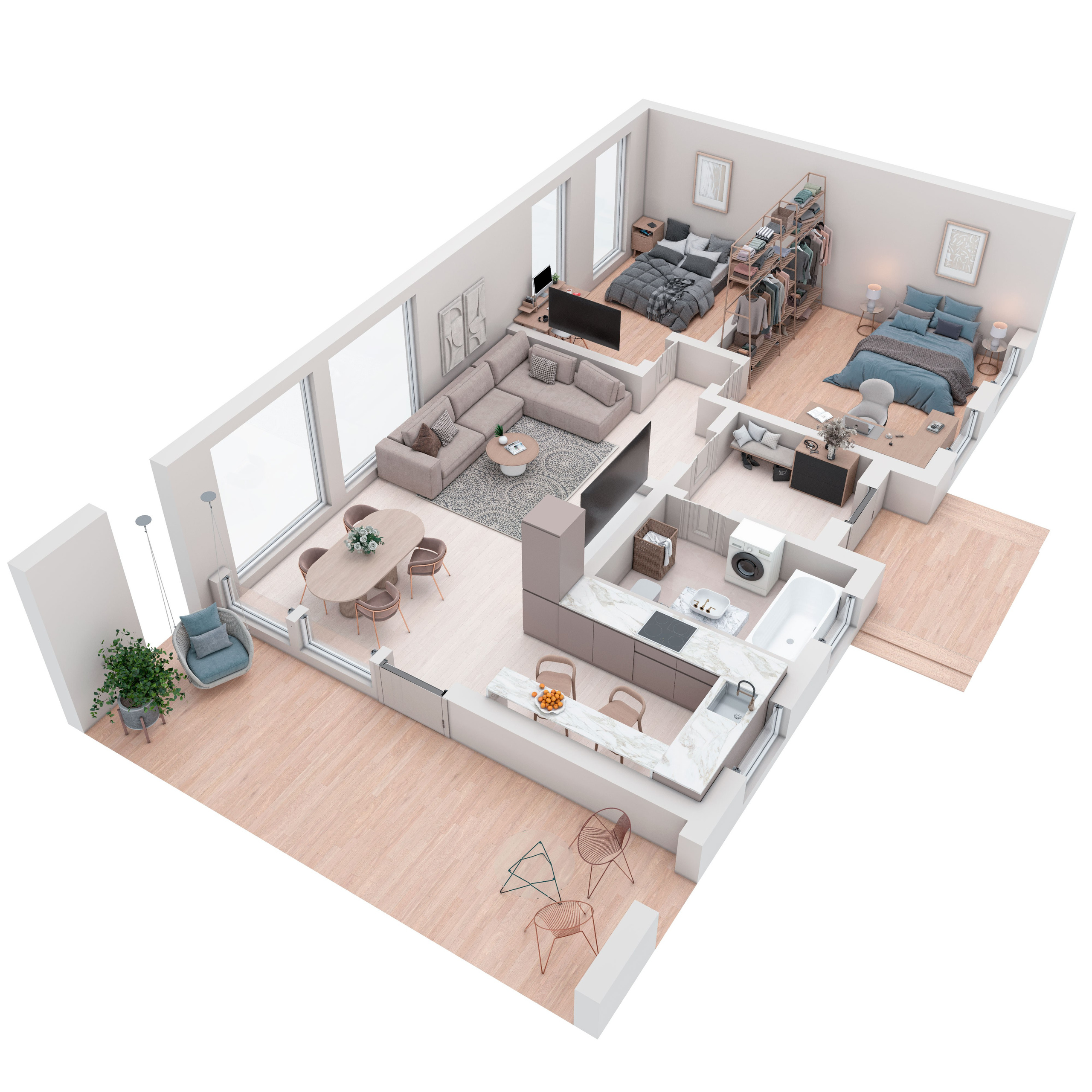 Salute. 3D visualization of exteriors and interiors