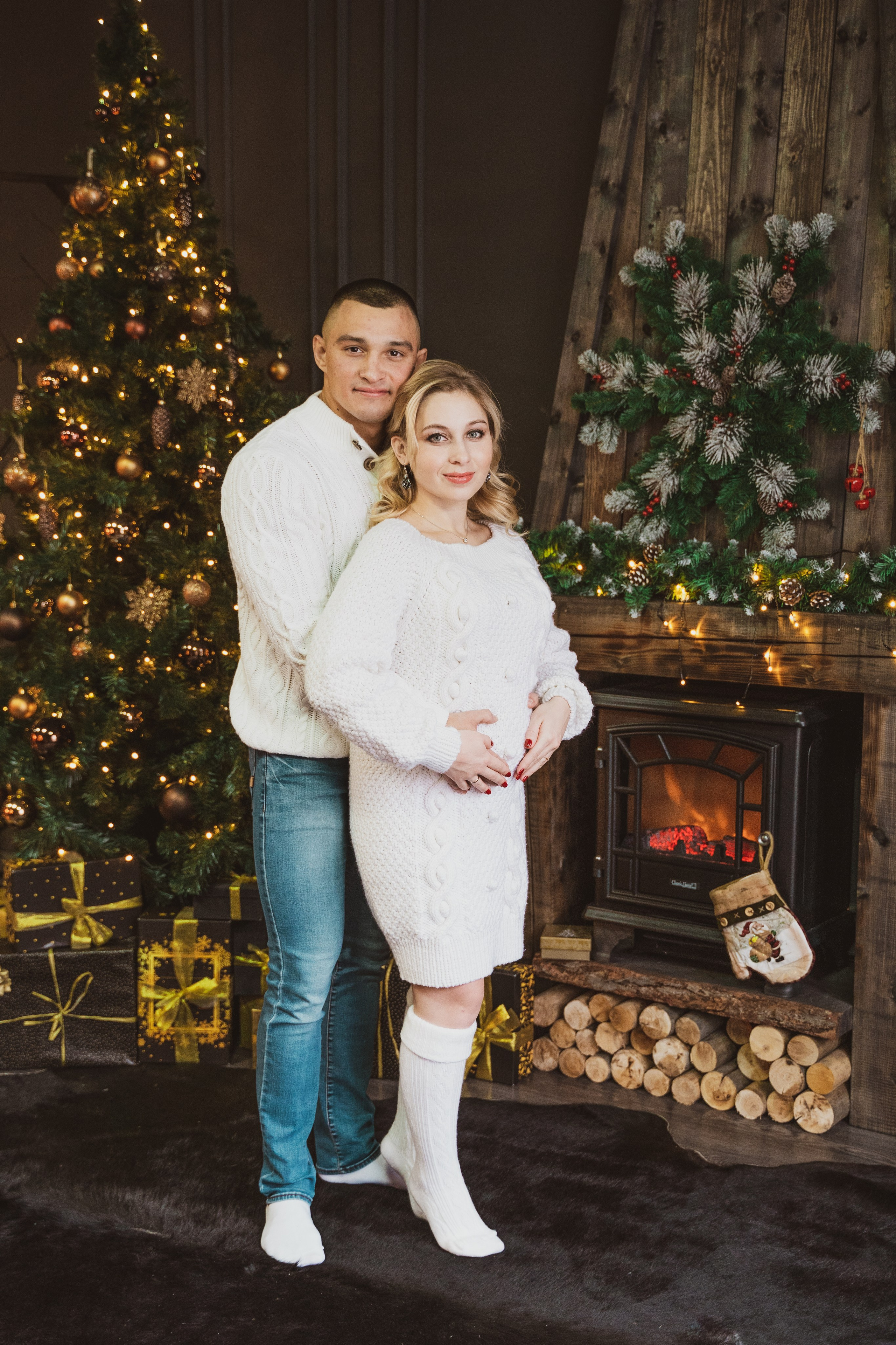 Новогодняя фотосессия беременности в студии. Анна и Кирилл. Свадебный и репортажный фотограф в Уфе| Осетрова Ольга