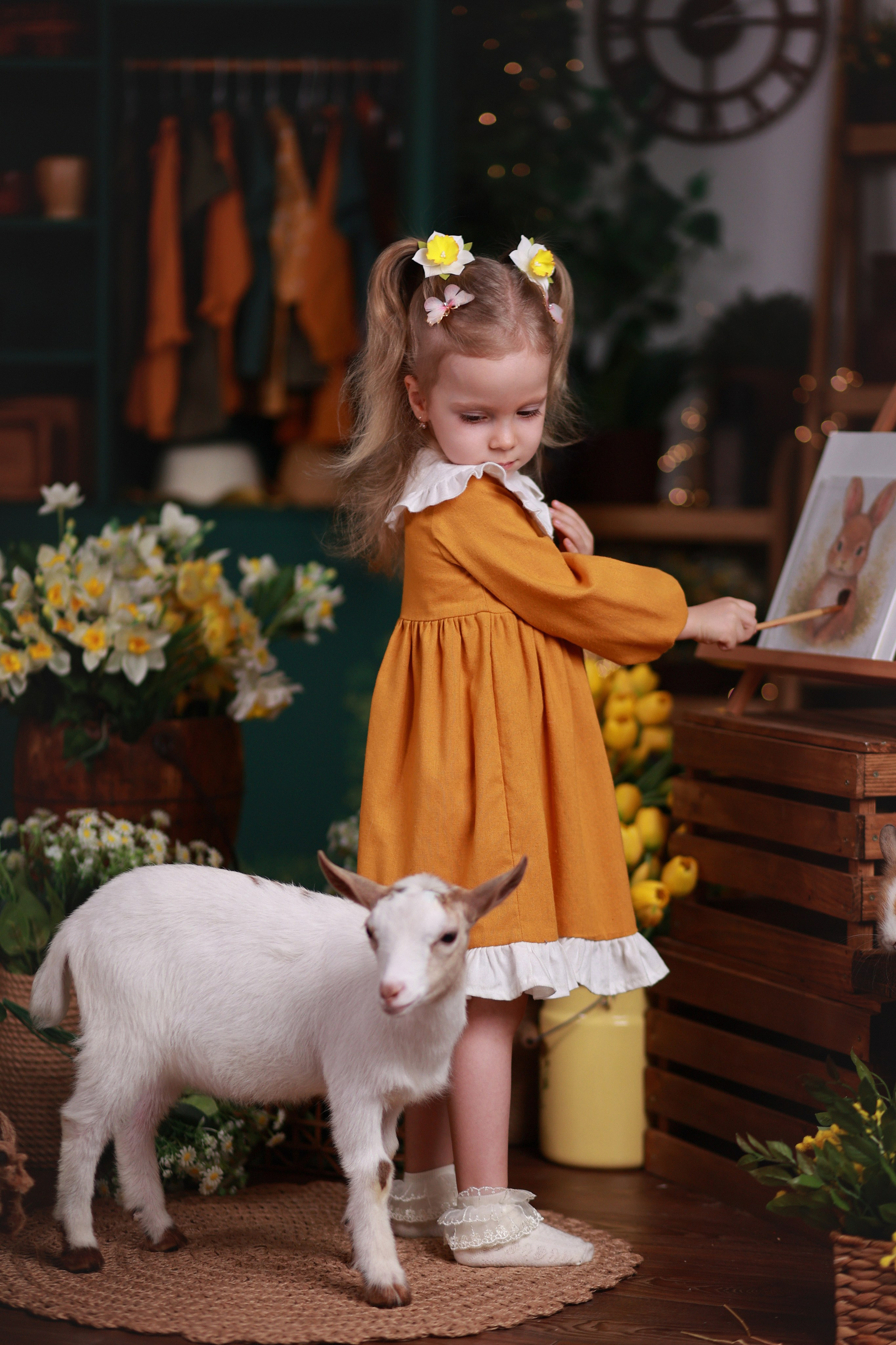 Фотопроект с козочкой и кроликами 2026 г. Детский семейный фотограф Краснодар