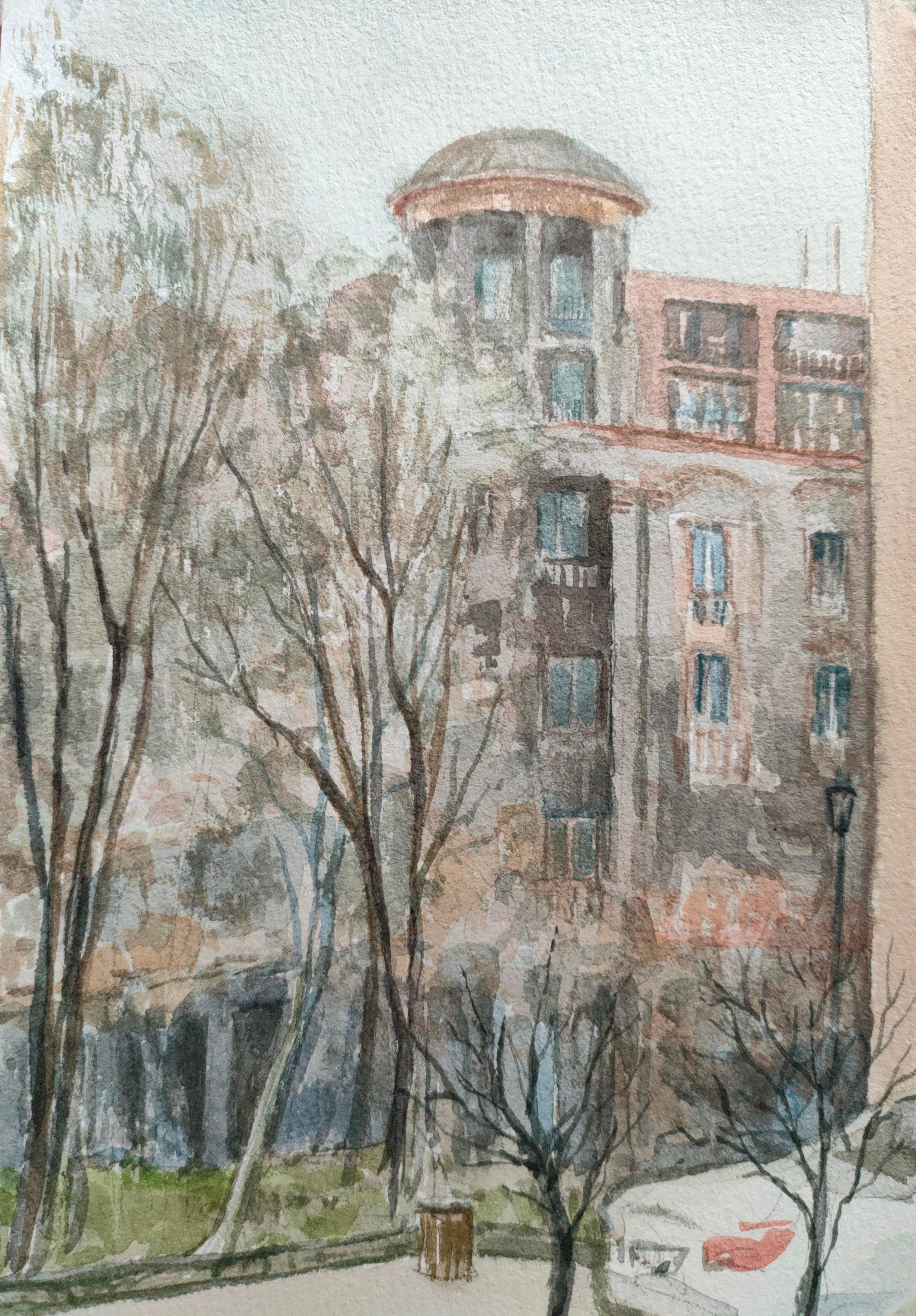 Центр Еревана; акварель, 2024