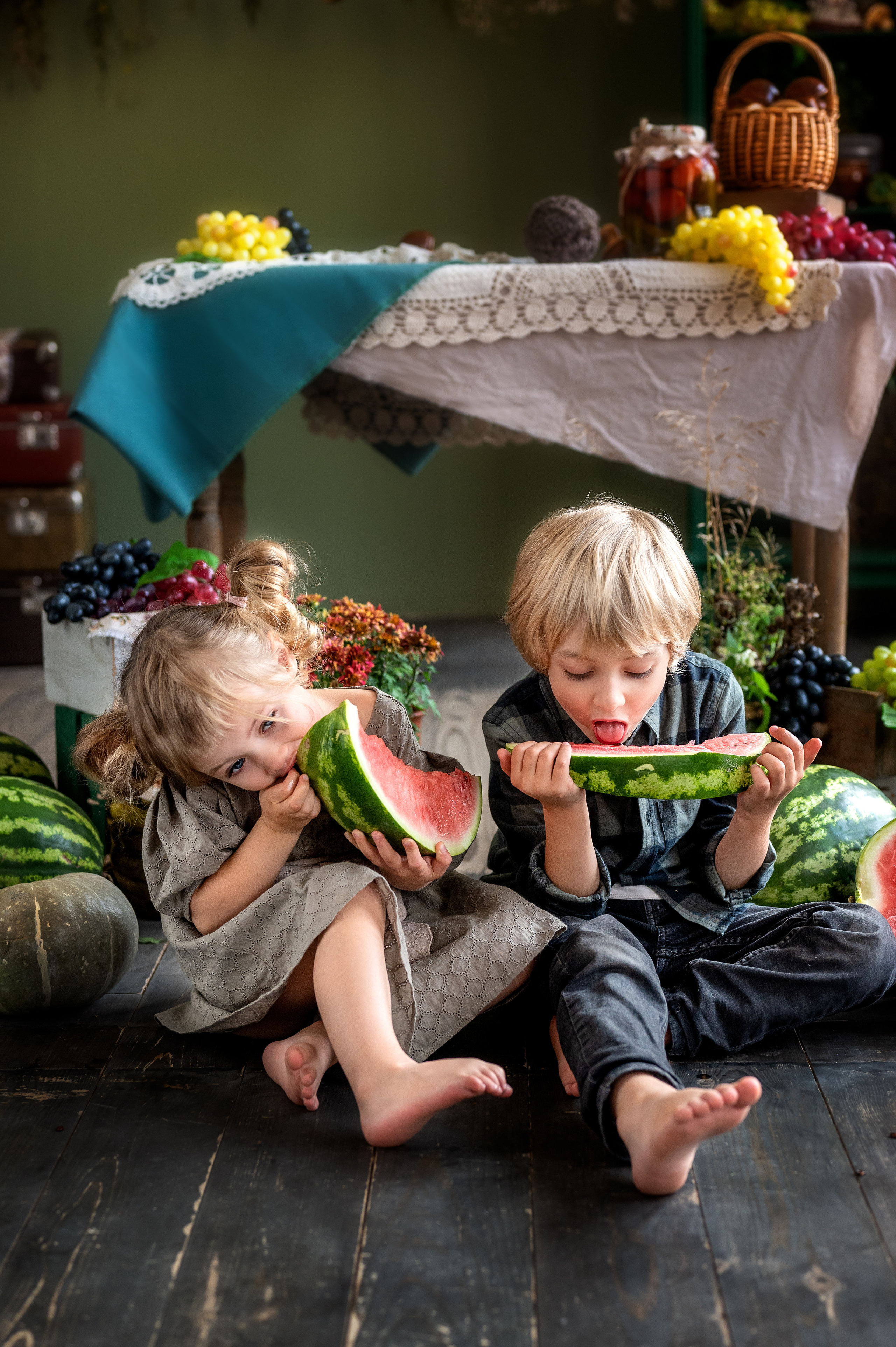 Лео и Эрика. Съемка в студии с кроликами. Фотограф Елена Сасс Москва