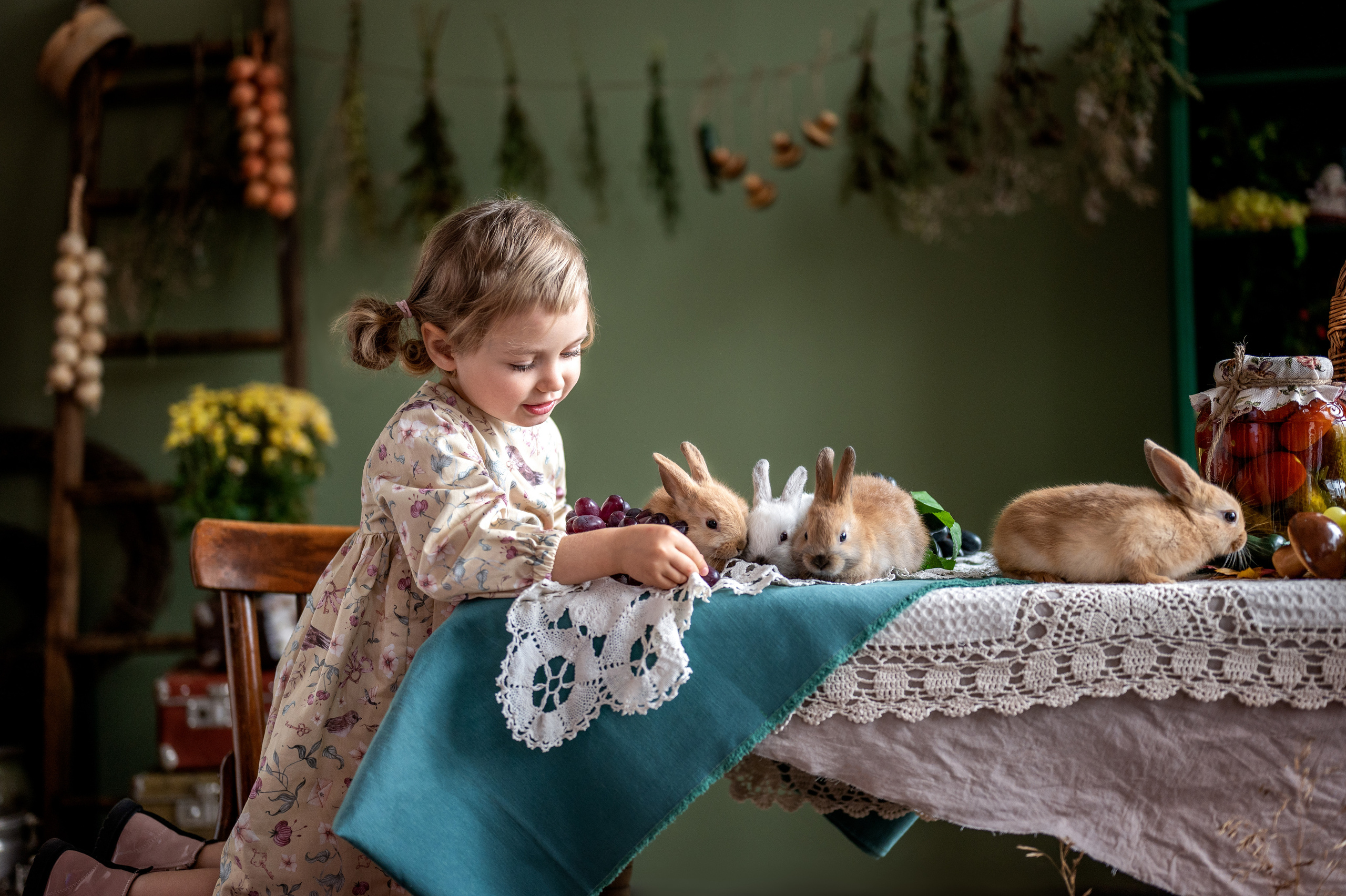 Лео и Эрика. Съемка в студии с кроликами. Фотограф Елена Сасс Москва