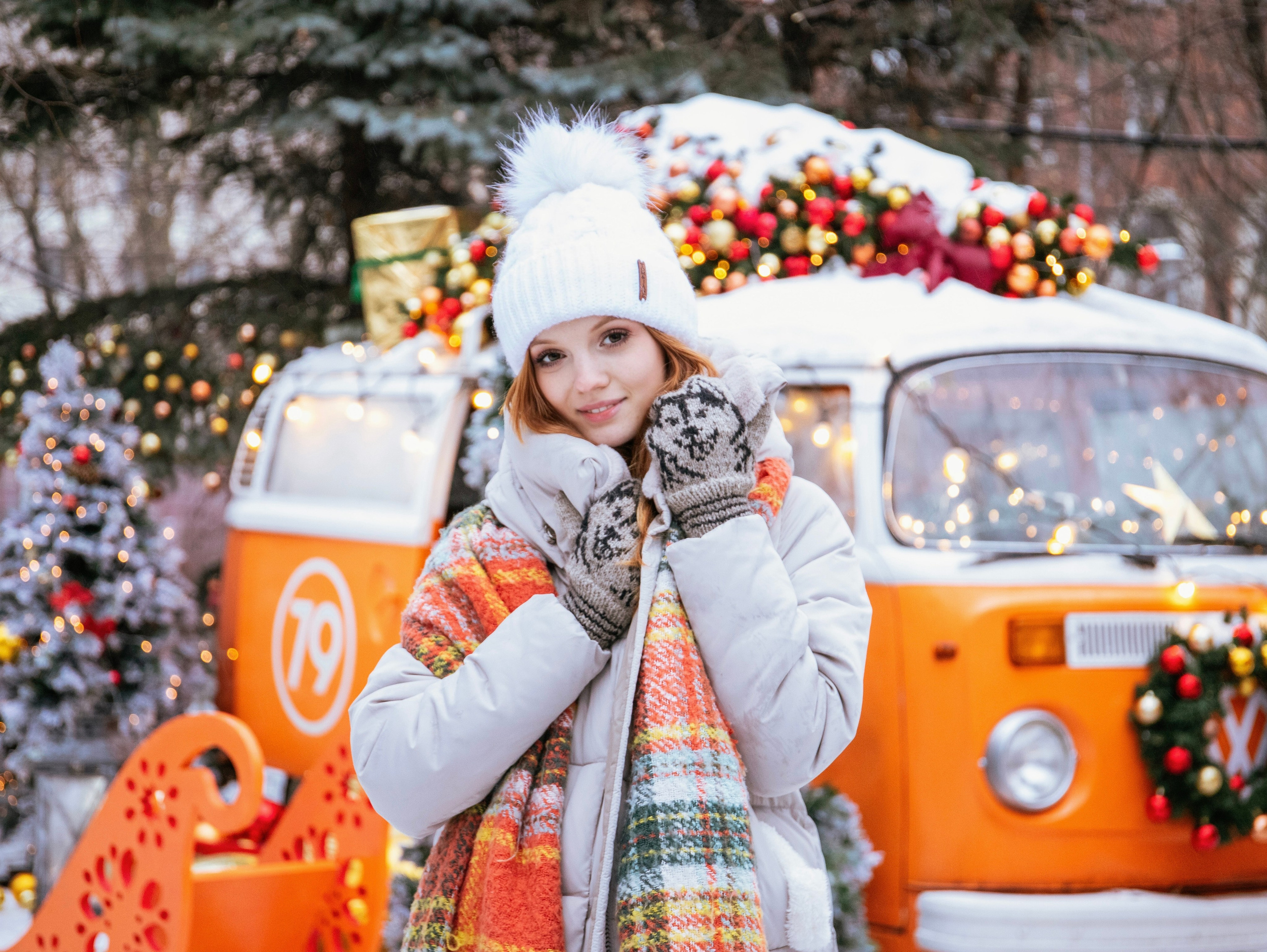 Новогодняя съемка с локацией «автобус». Свадебный и семейный фотограф в Москве Мила Широких