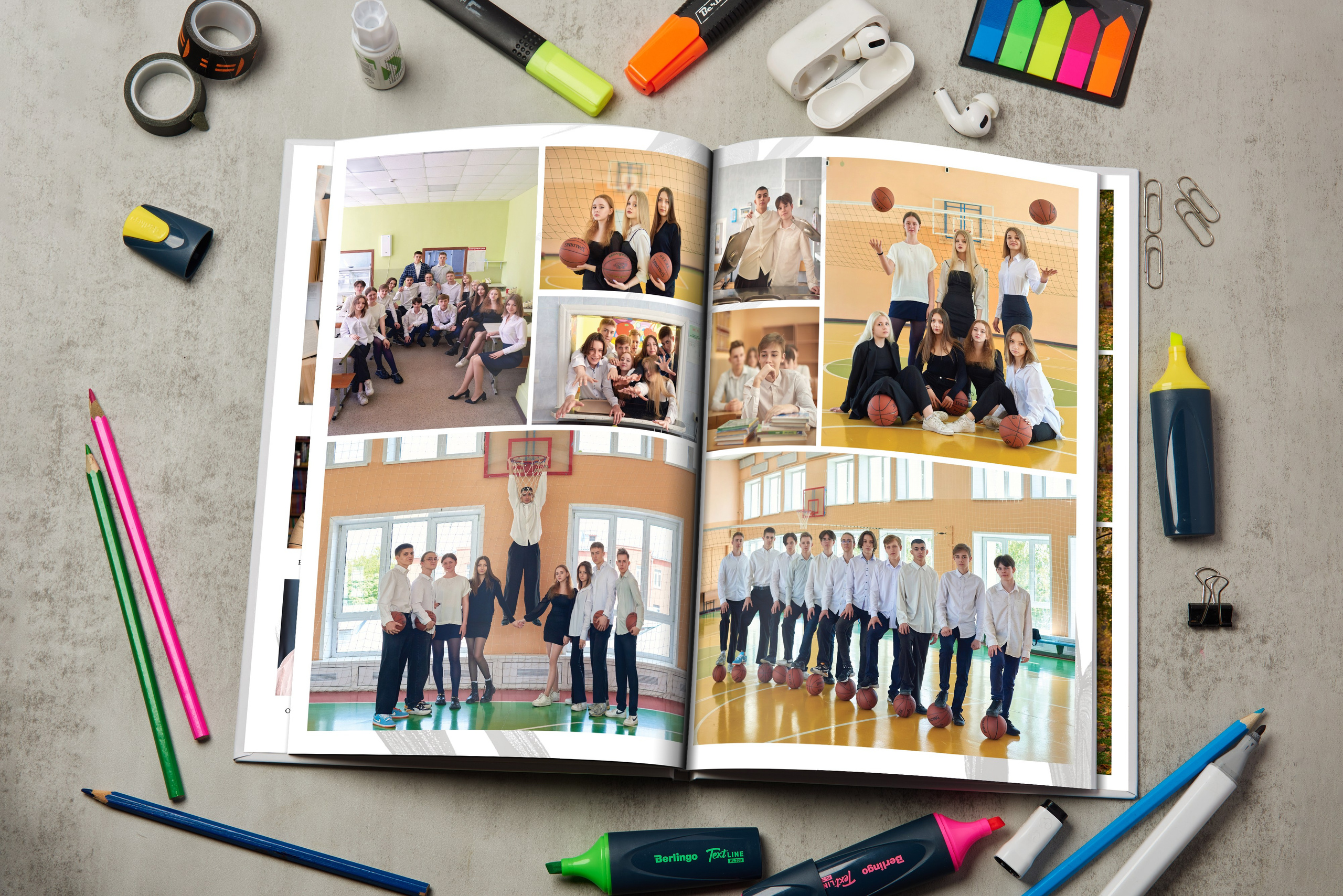 Альбомы постраничные с общим набором фотографий. Школьный фотограф в Туле Владимир Греков. Выпускные альбомы