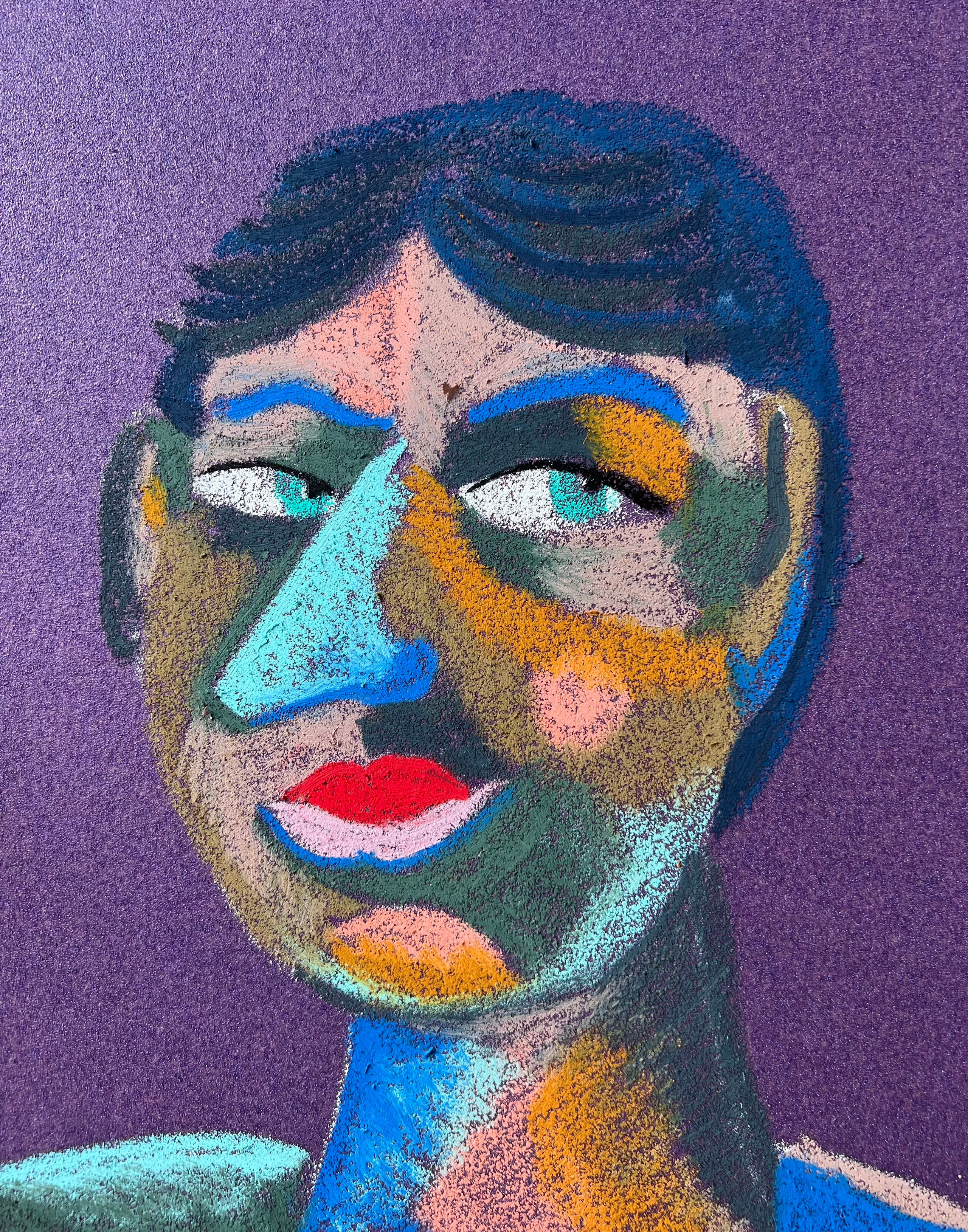 Title: Programmer  Material: Oil pastel, sandpaper Size: 28 x 23 cm 