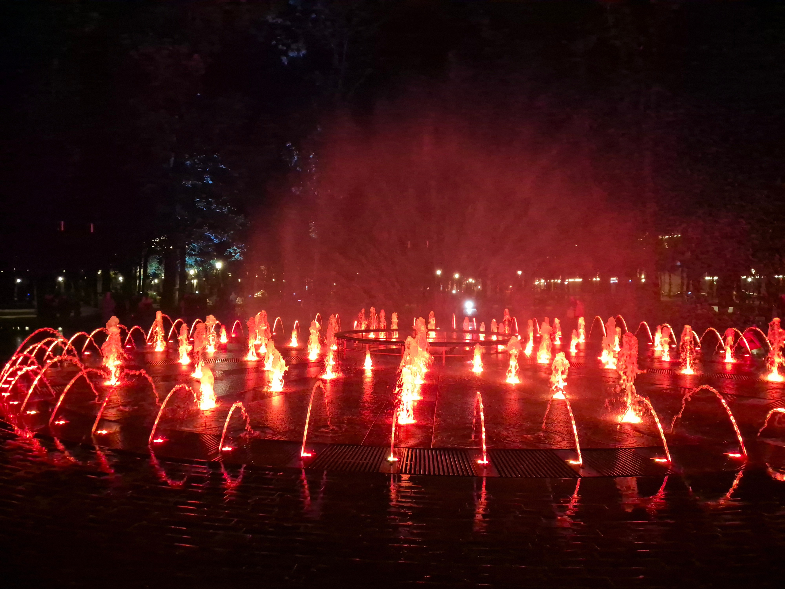В саду Блонье свето-музыкальное шоу фонтана. Не такое масштабное как в Барселоне или Сочи, но очень уютное и красивое