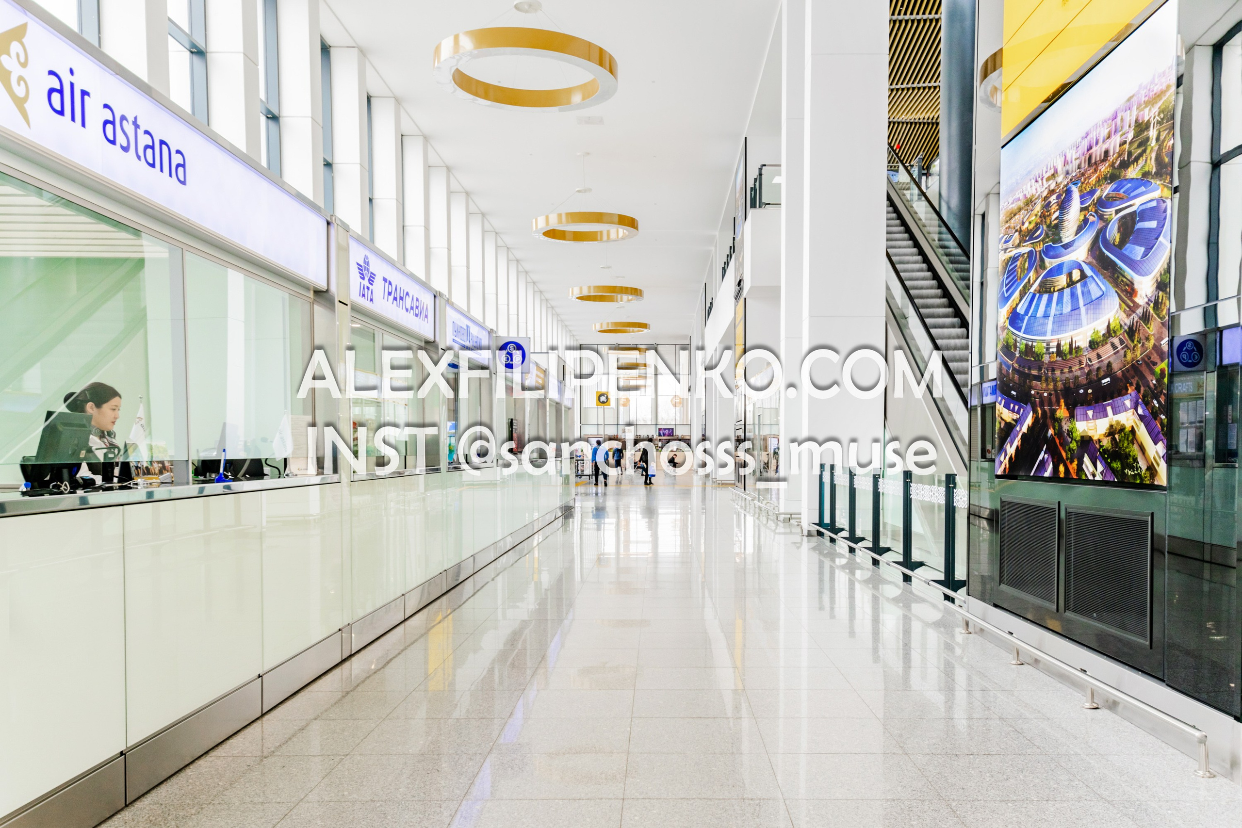 Фотосъемка для рекламного оператора MYD Production в Аэропорту Астаны. Фотограф интерьера недвижимости и архитектуры в Астане