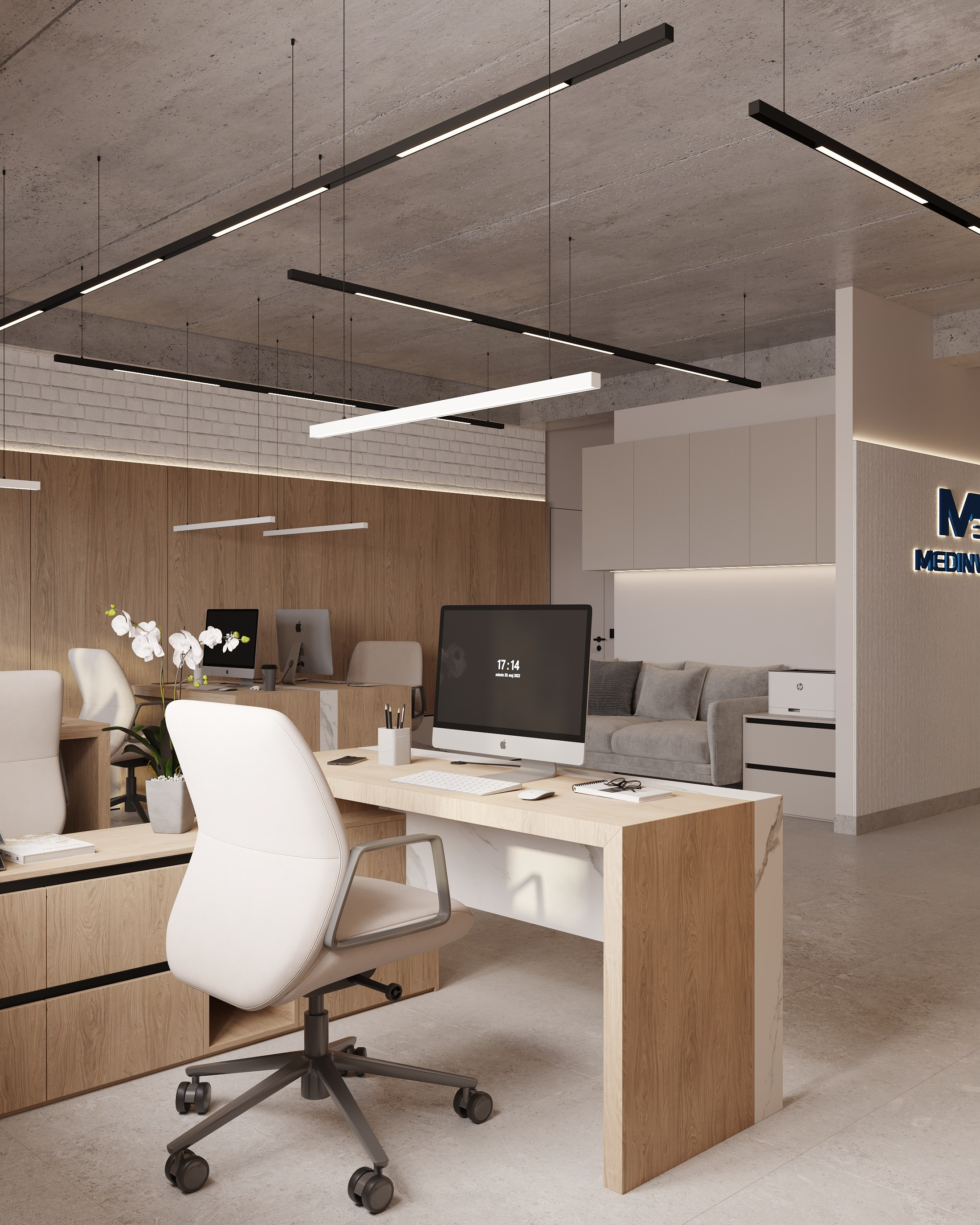 Офис компании «Мединвест». Дизайн интерьера, 3D-визуализация Владивосток