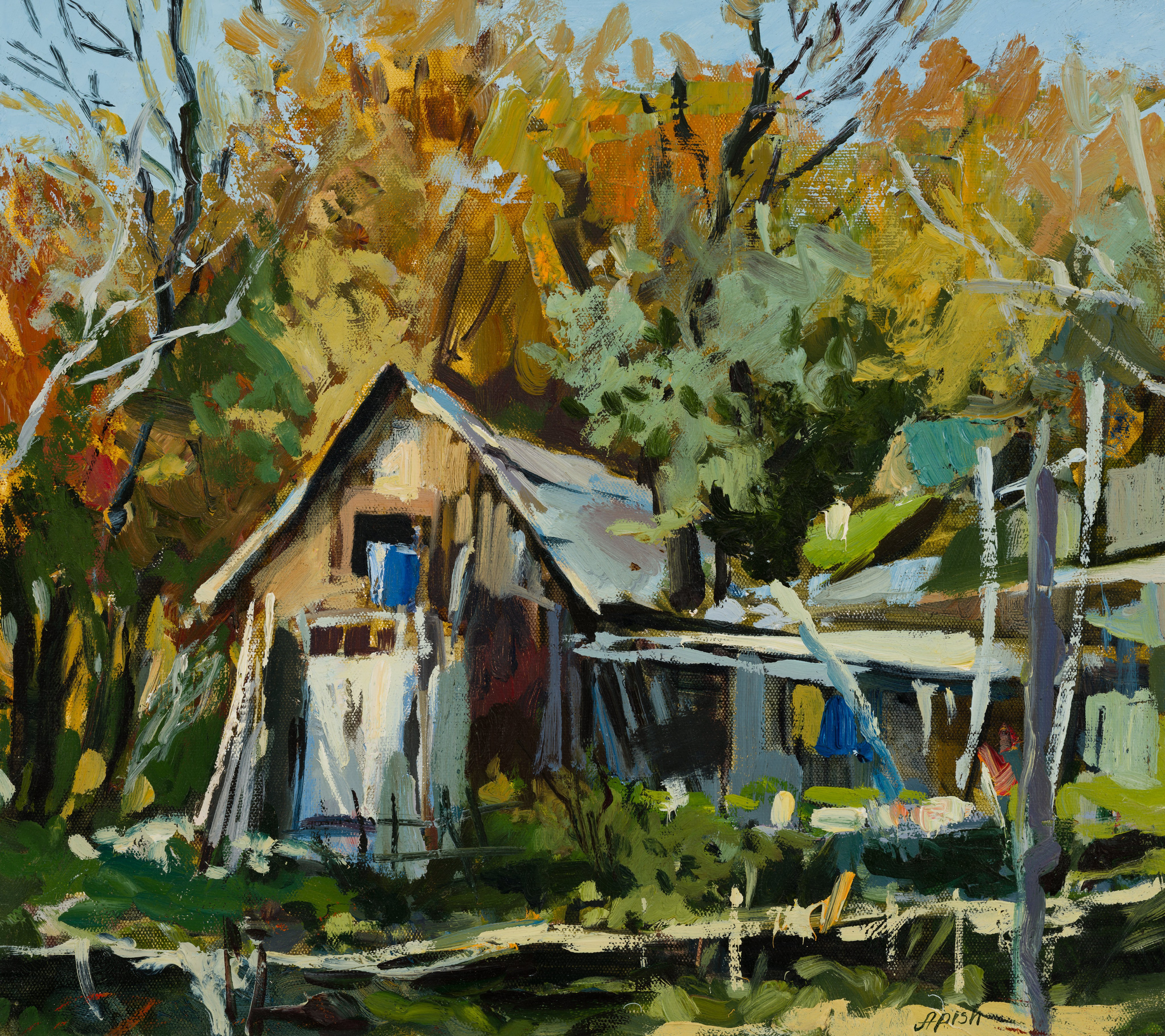 «Подворье на пригорье» - художник Алексей Апиш (холст, масло, 40x45 см, 2016)