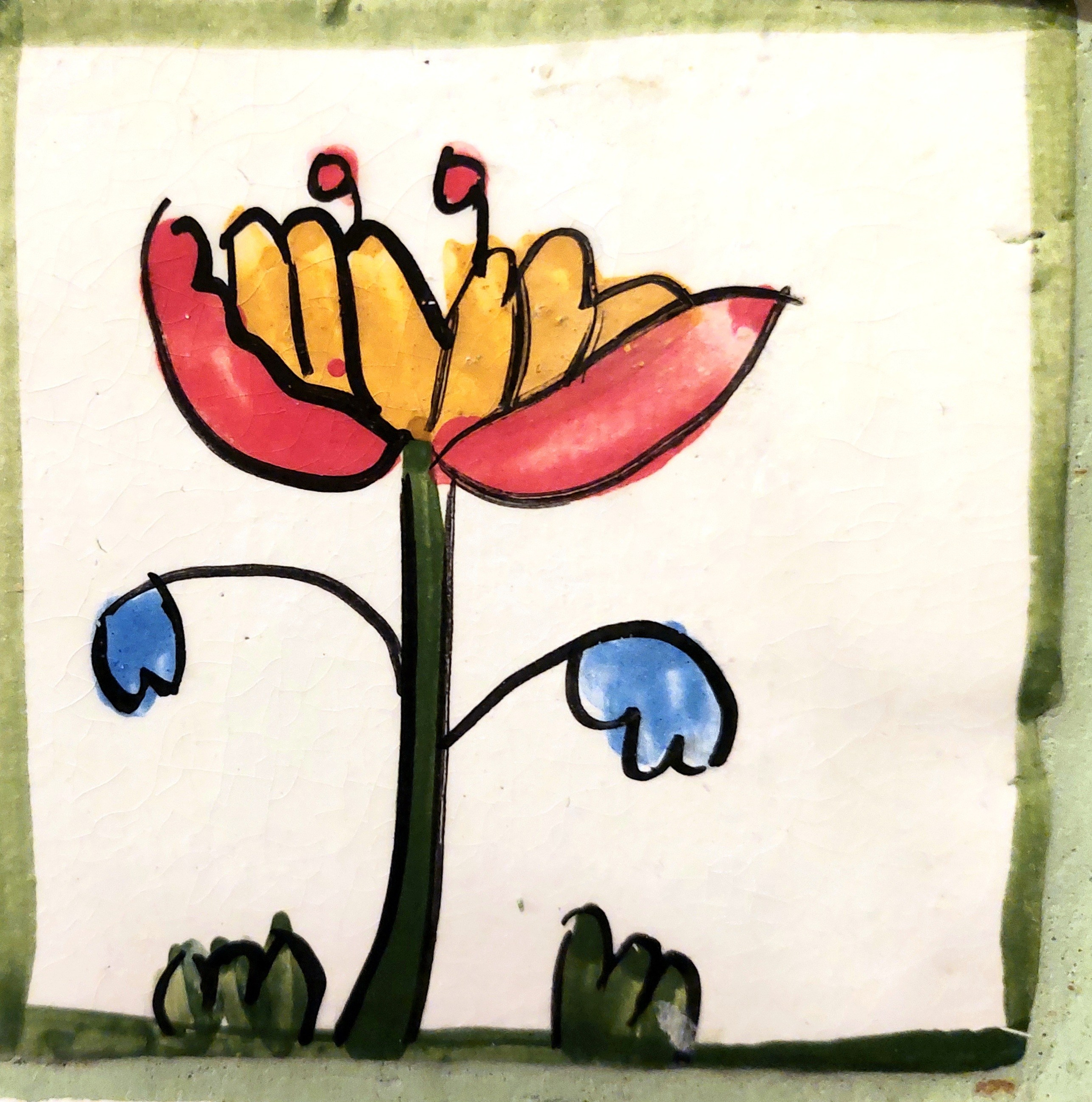 Много плиток-цветочков. Керамика с историей. Елена Рогалёва