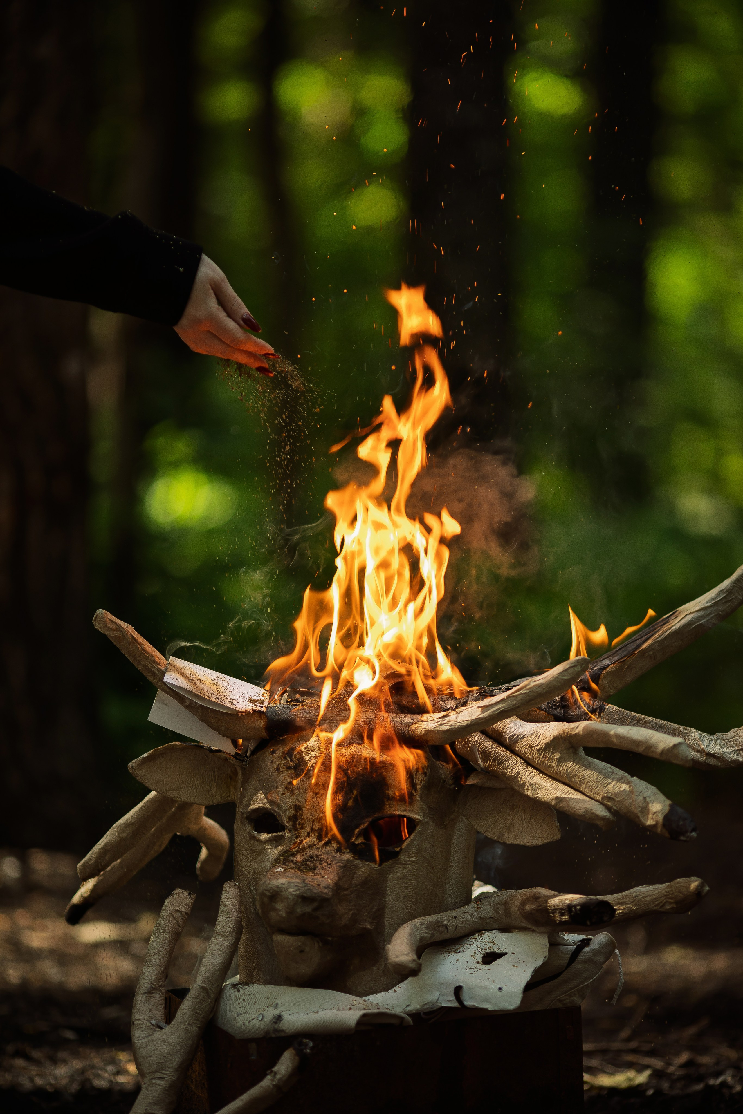 Фотопроект «Духи леса» — маски из папье-маше, свет и тишина природы. Фотограф Анна Грошикова — авторская съёмка на рассвете и закате в Москве, Мытищах, Солнечногорске и Московской области