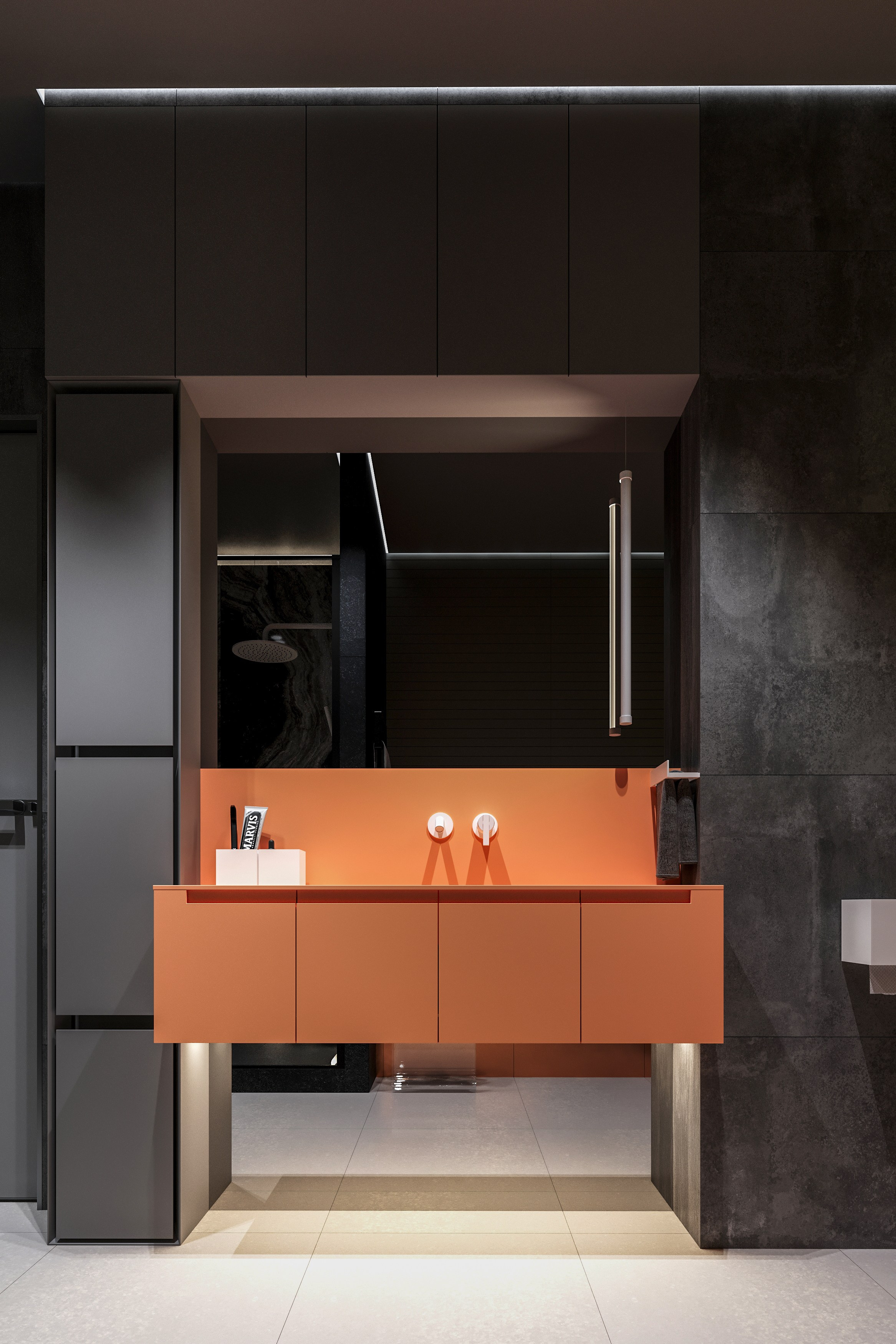 Санузел со встроенным TV экраном, Концептуальный проект. Дизайн интерьера и экстерьера в Санкт-Петербурге Яна Емельянова