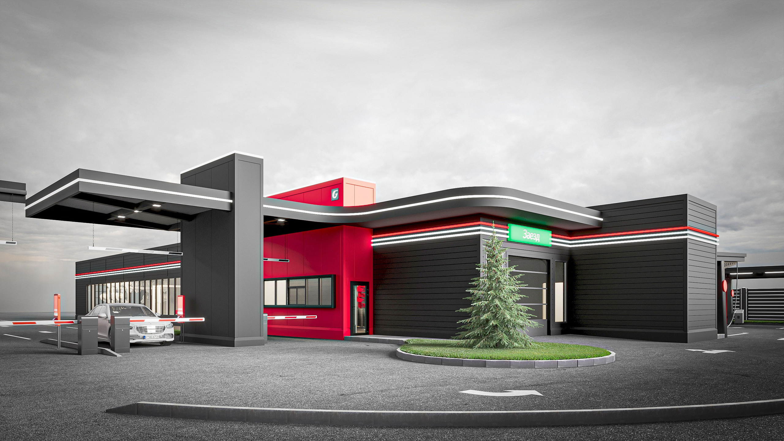 Проект туннельной автомойки, г. Киров. Дизайн интерьера и экстерьера в Санкт-Петербурге Яна Емельянова