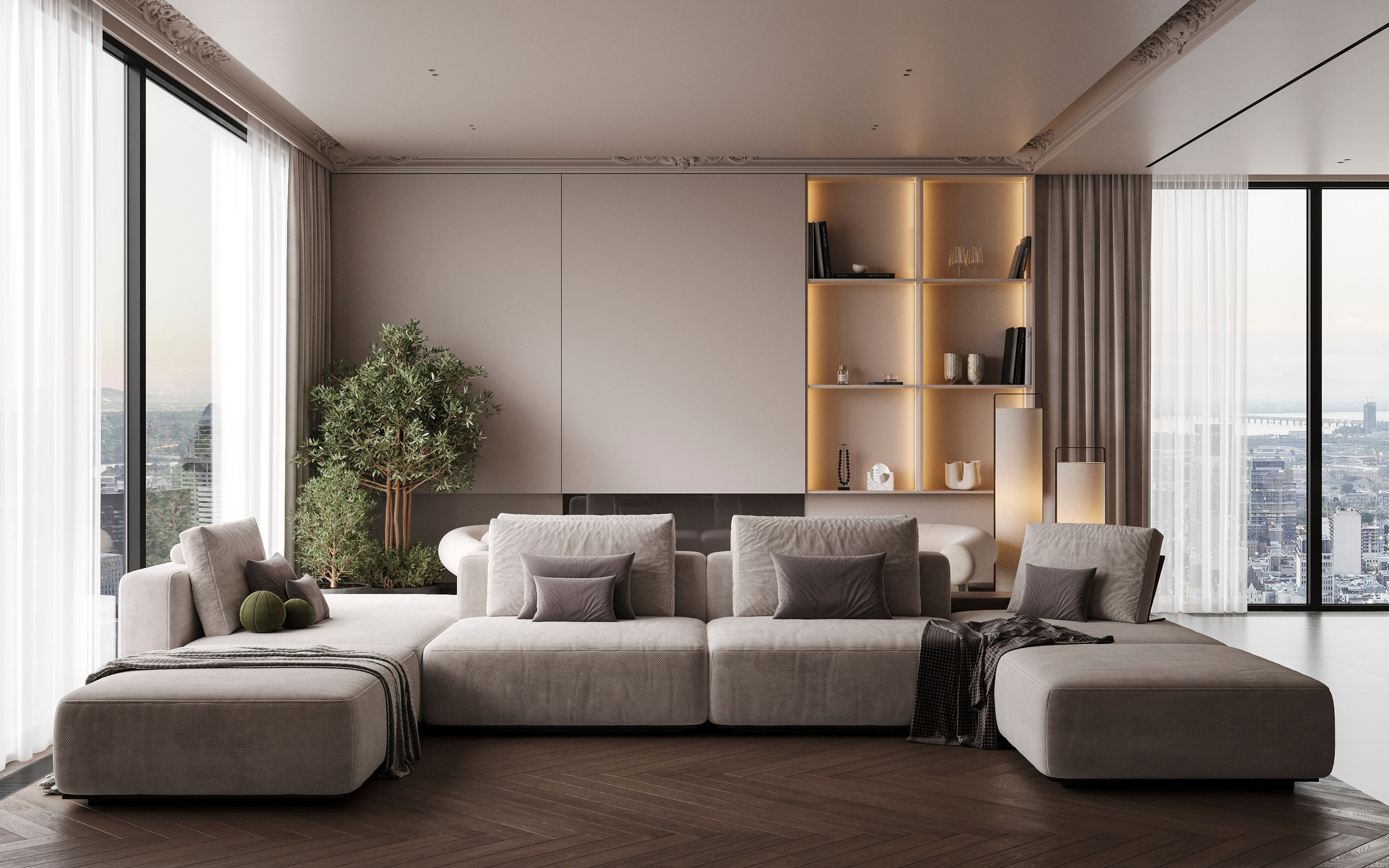 COZY SKYLINE | CONCEPTUAL PROJECT. Interior Visualization by Valerie Stetyukevich