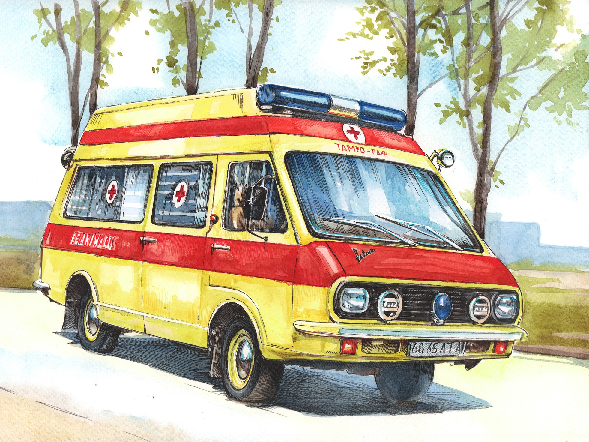 Легковые и грузовые автомашины СССР. Художник Александр Петрунин