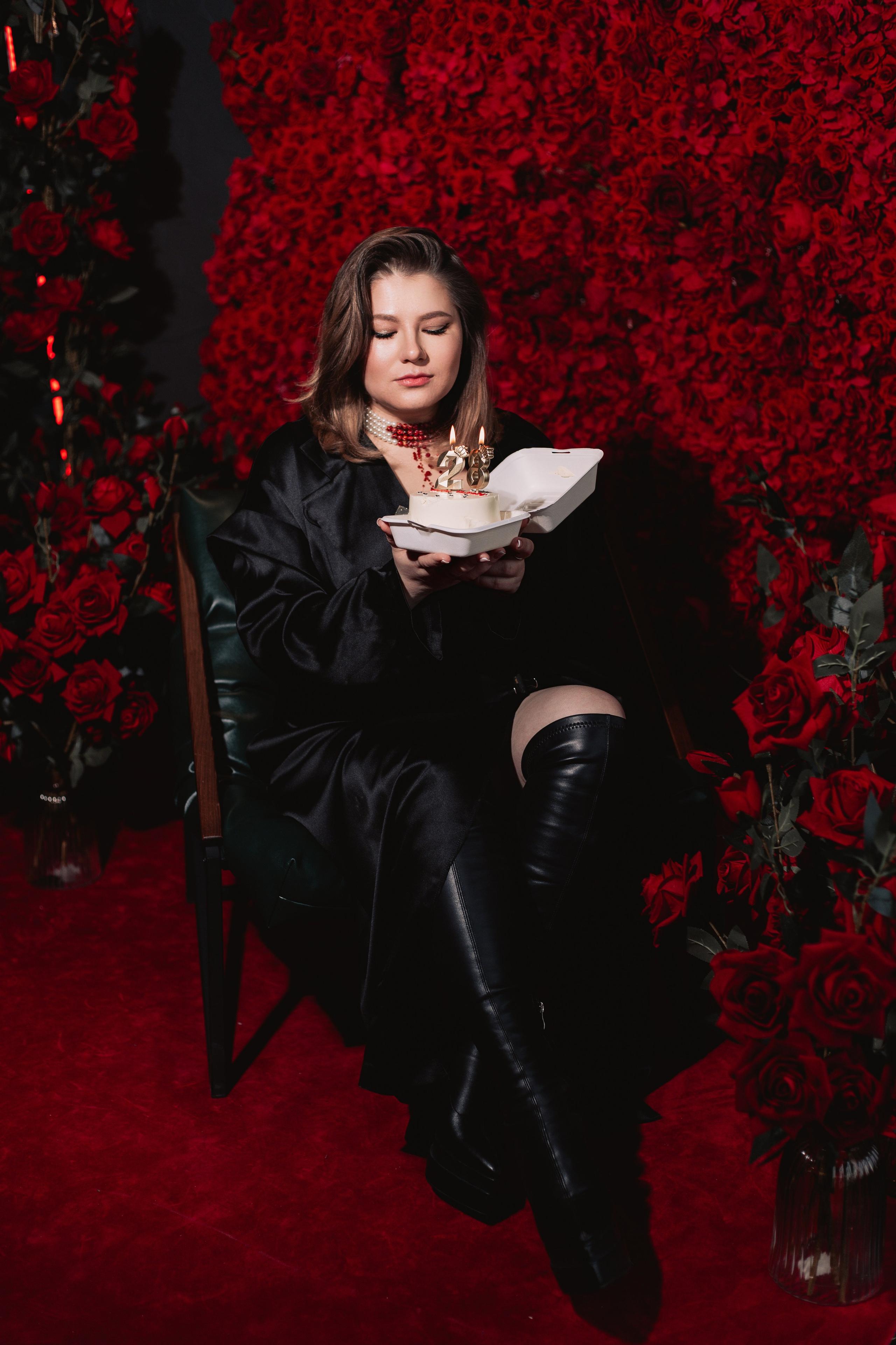 Фотосессия для девушки с бенто тортом в студии. Фотограф в Санкт-Петербурге, Анна Скворцова